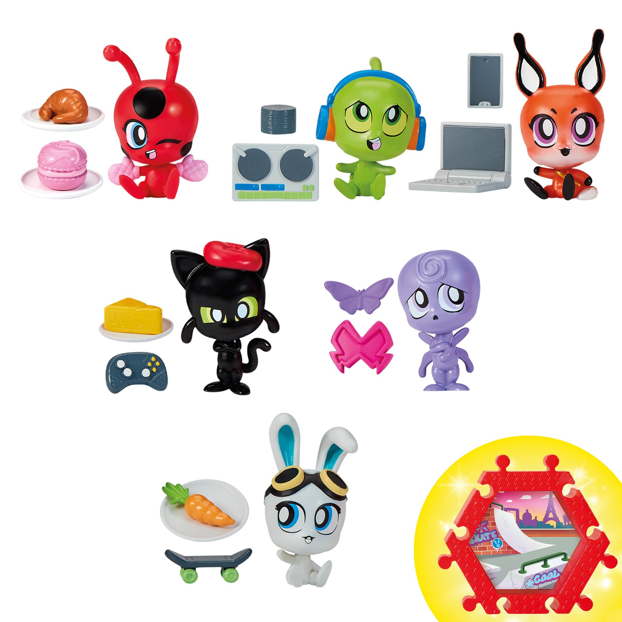 Bandai Miraculous Shack Stack Surprise - Ladybug & Cat Noir Chibi Figure with Accessories