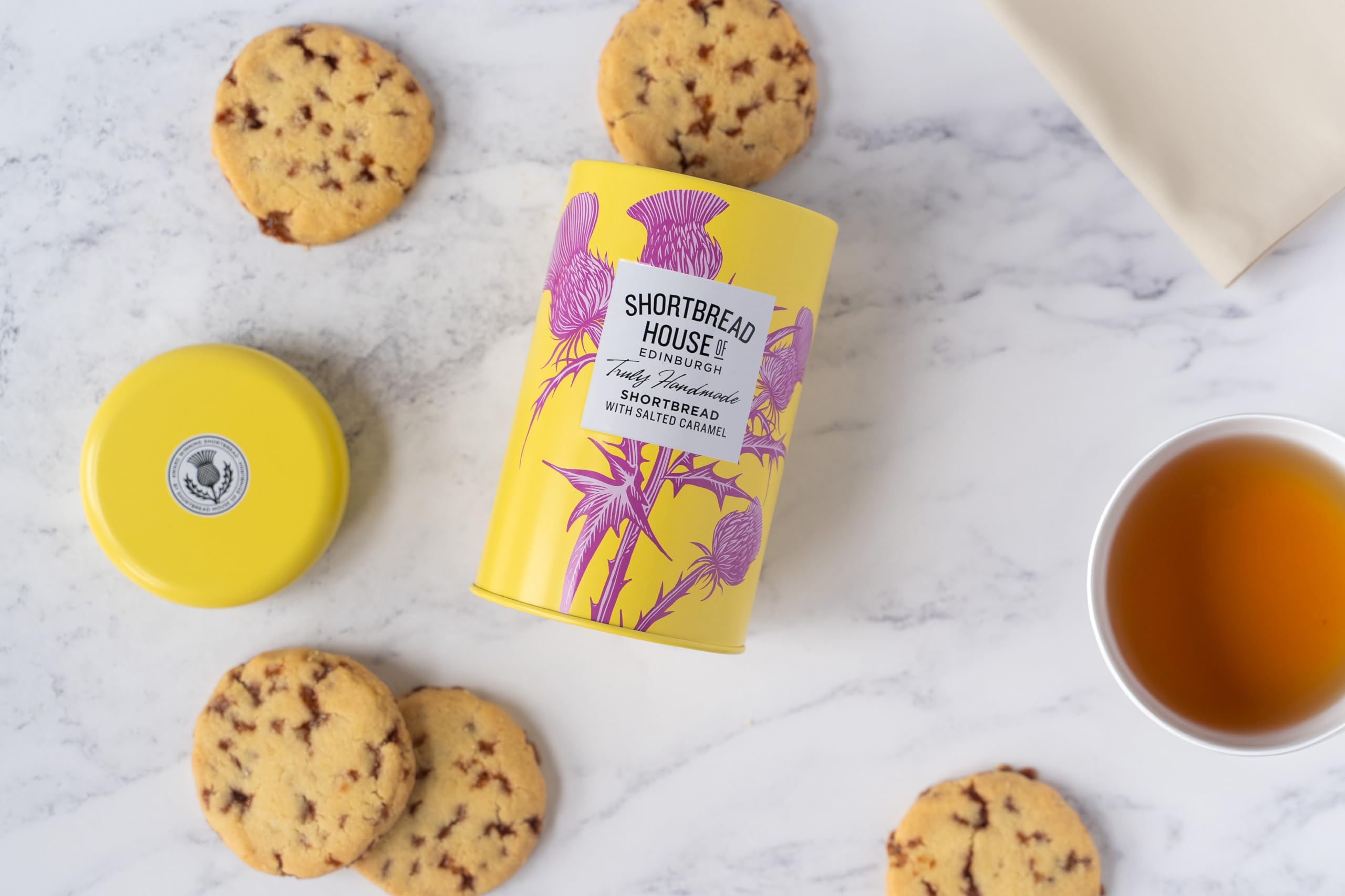 Shortbread House of Edinburgh Handmade Butter Shortbread Biscuits with Salted Caramel - 140g Tin