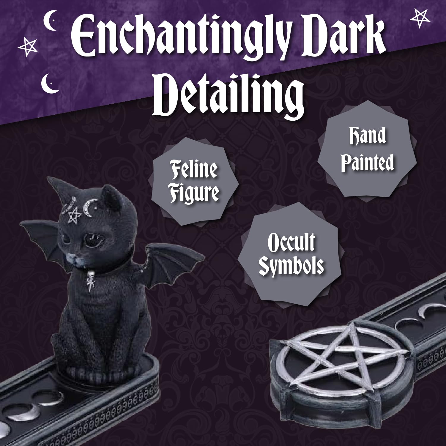 Nemesis Now Cult Cuties Malpuss Gothic Räucherstäbchenhalter aus schwarzem Harz 8