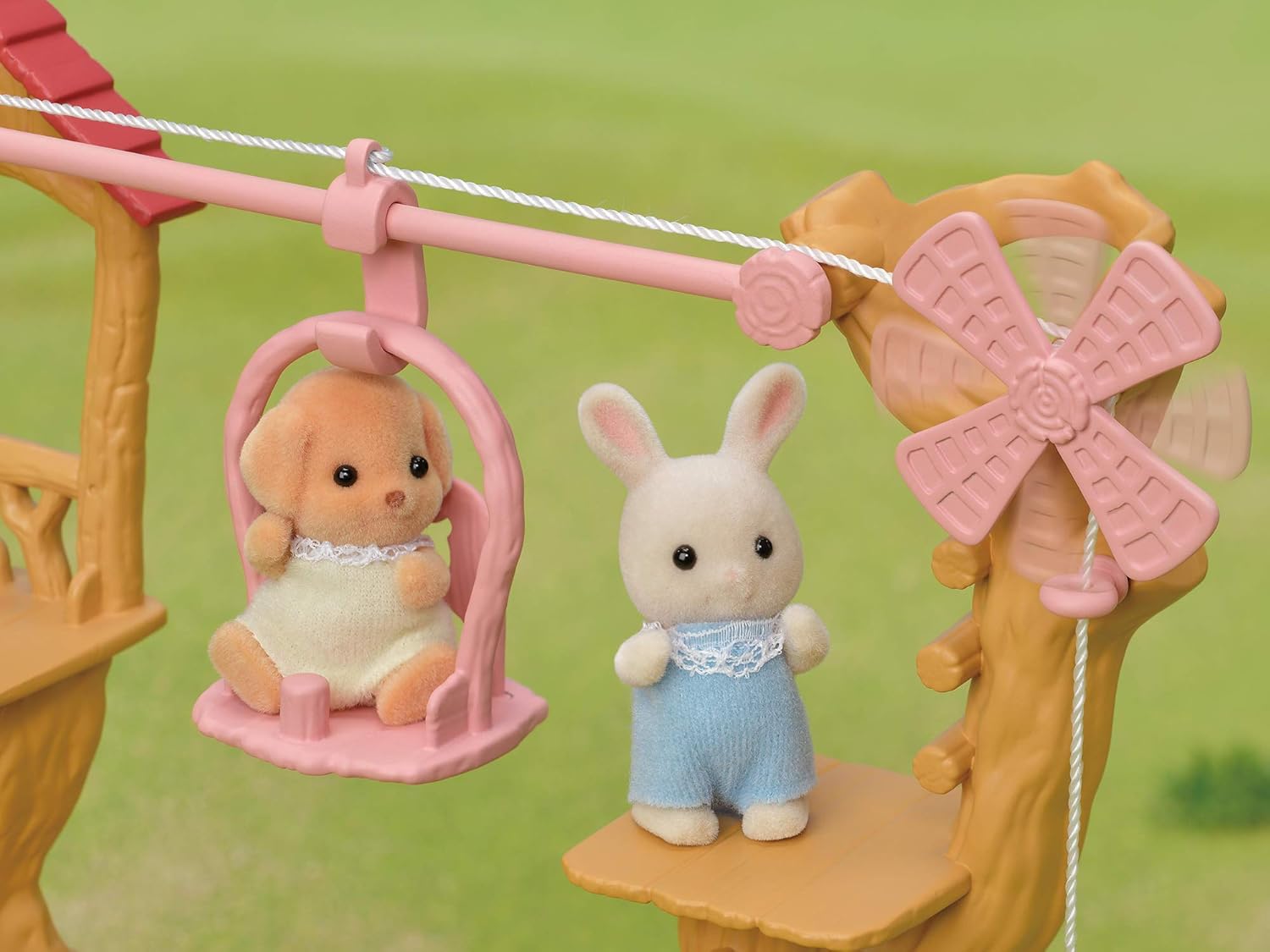 Sylvanian Families Baby Ropeway Park Playset - Ropeway Adventure with Milk Rabbit Baby