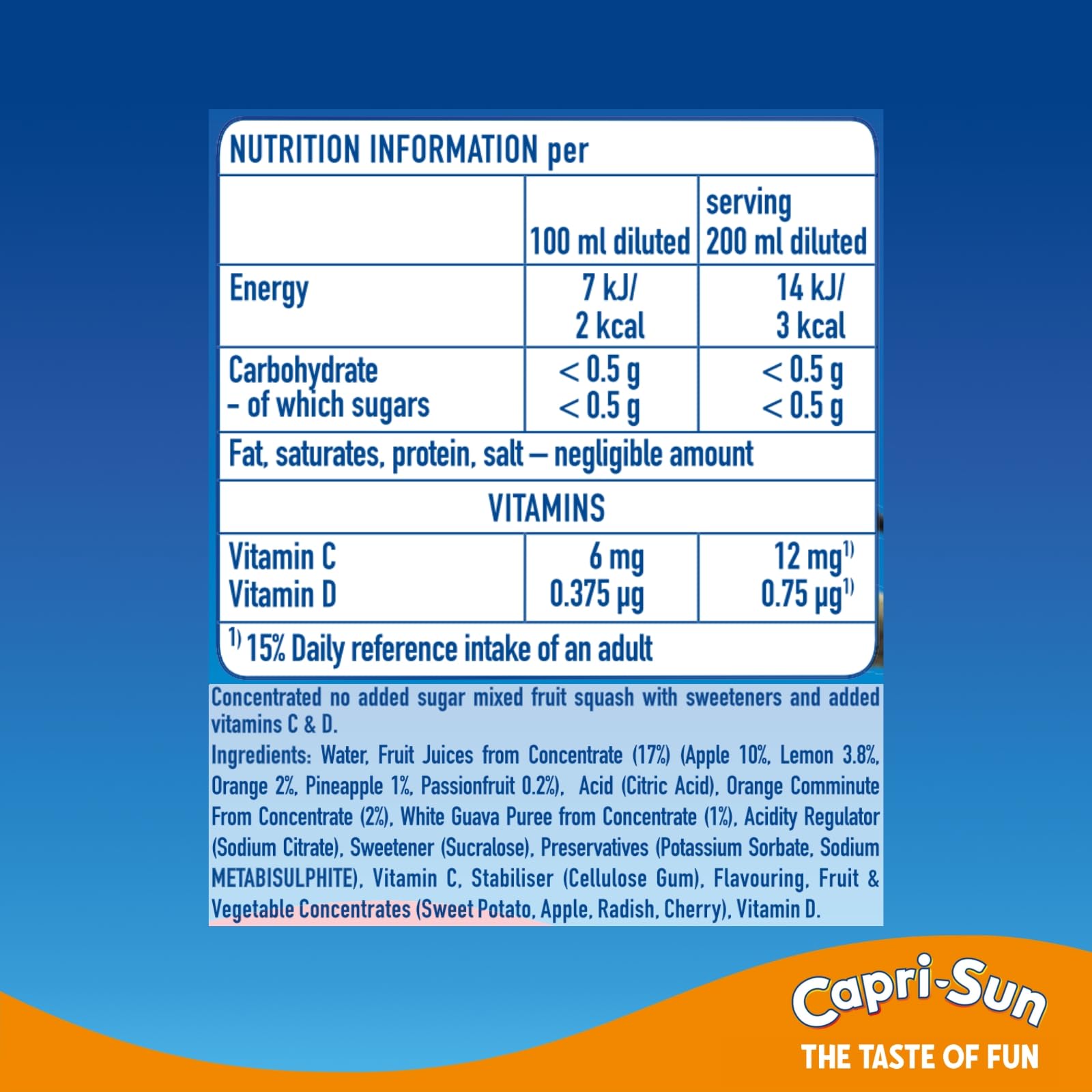 Capri-Sun Jungle Drink Squash (1 Litre) - No Added Sugar - Double Strength