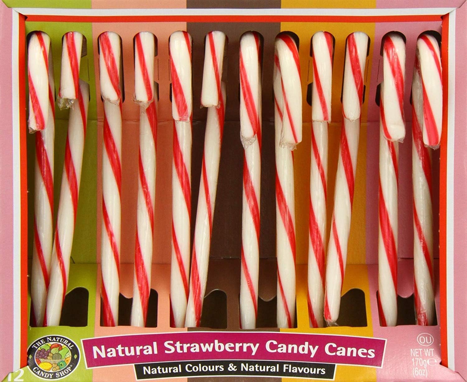 Natural Candy Shop Strawberry Candy Canes - 12-Pack 168g