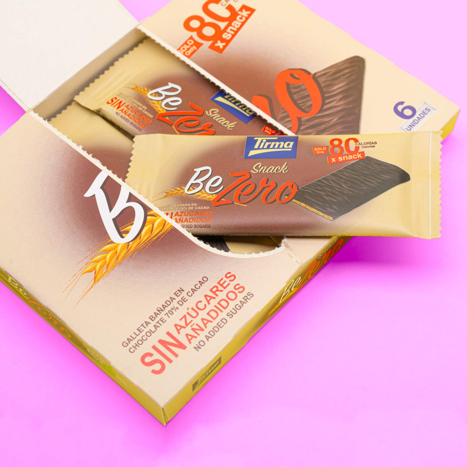 Tirma BeZero Dark Chocolate Dipped Light Biscuits | No Added Sugars, 80 kcal Each | 6 Individually Wrapped Snacks 4