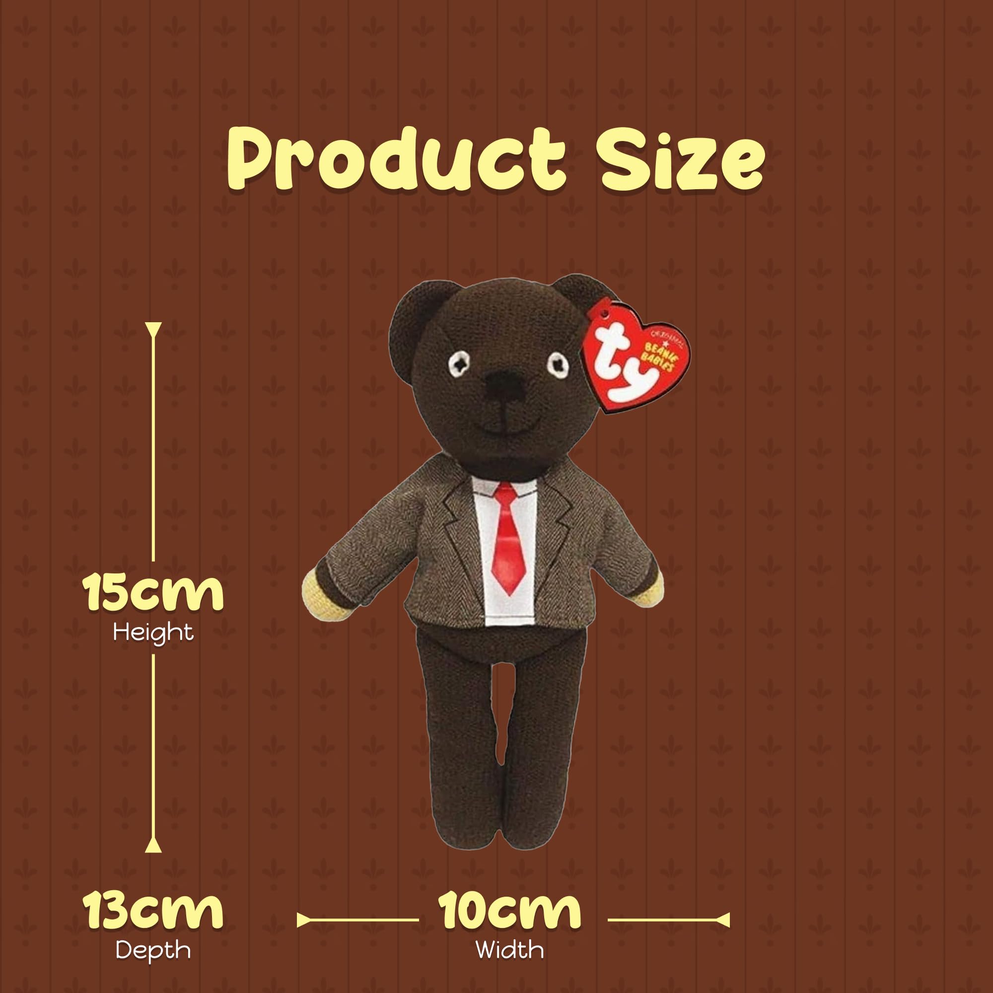 TY Mr. Bean Teddy Bear in Shirt & Tie - Soft Plush Toy Collectible