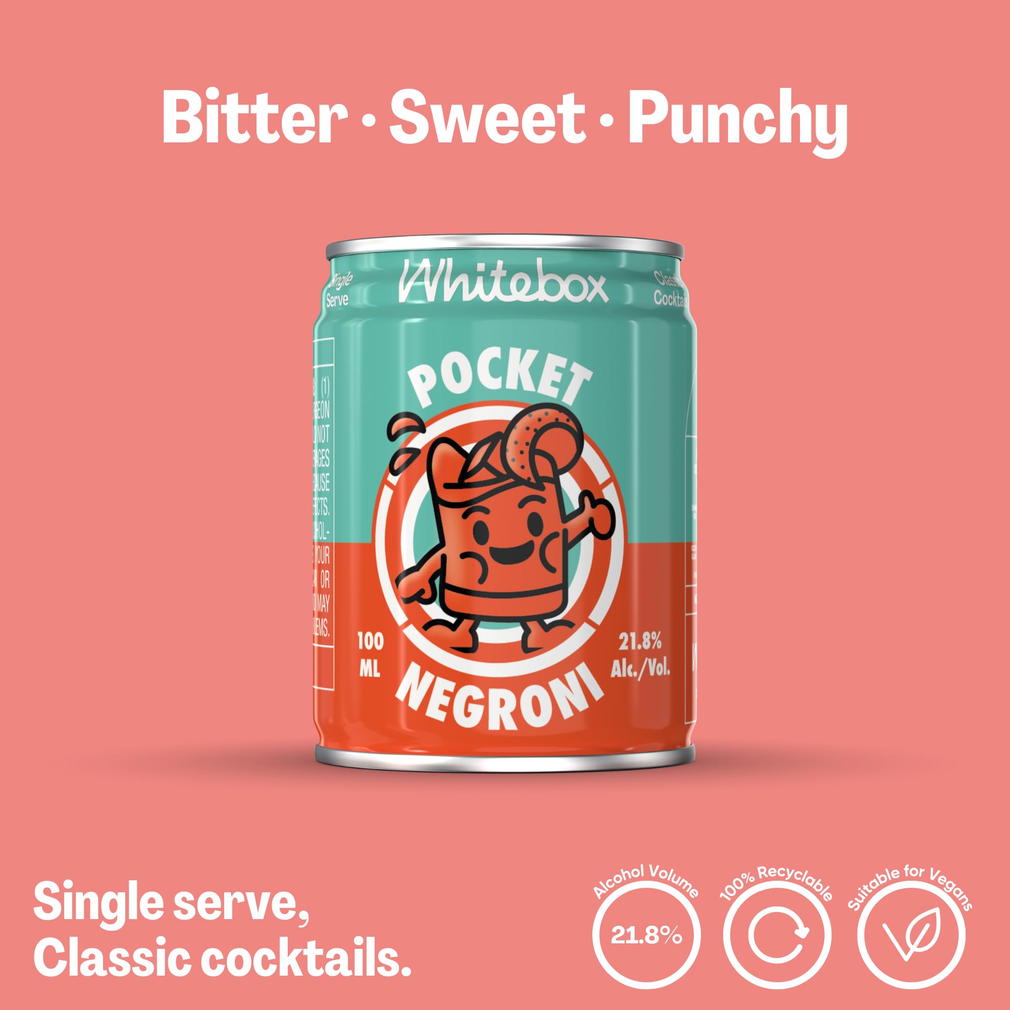 WHITEBOX COCKTAILS Single Serve Classic Pocket Negroni | 21.8% ABV | 100ml