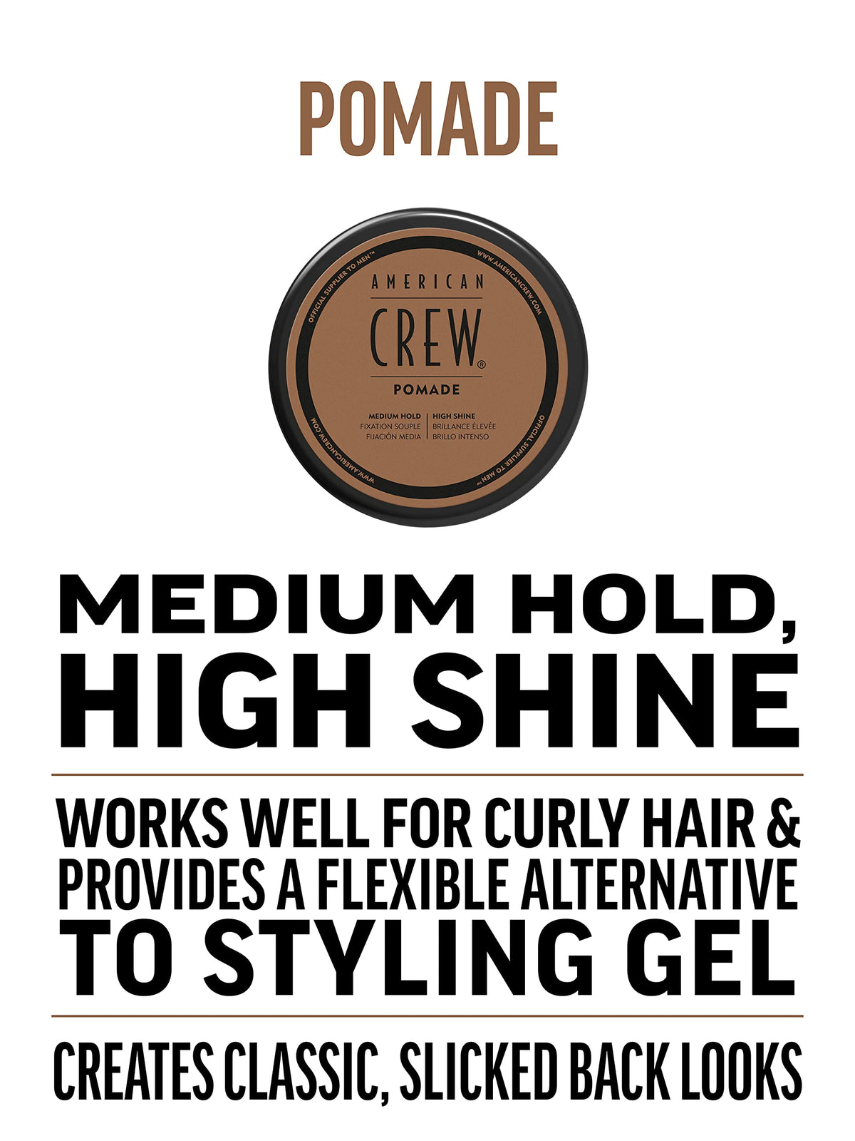 American Crew Pomade - Medium Hold, High Shine, Water-Based Styling Cream for Men 3