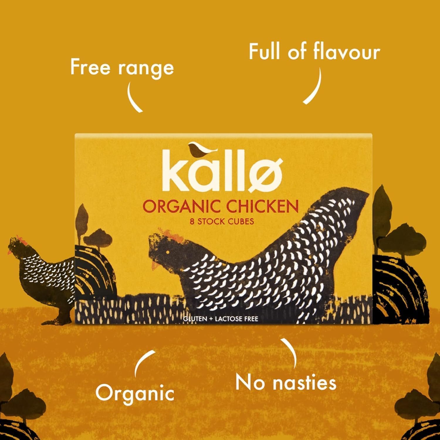 Kallo Organic Chicken Stock Cubes, Gluten Free & Lactose Free, No Artificial Additives, 90 Cubes (15 x 6) 6