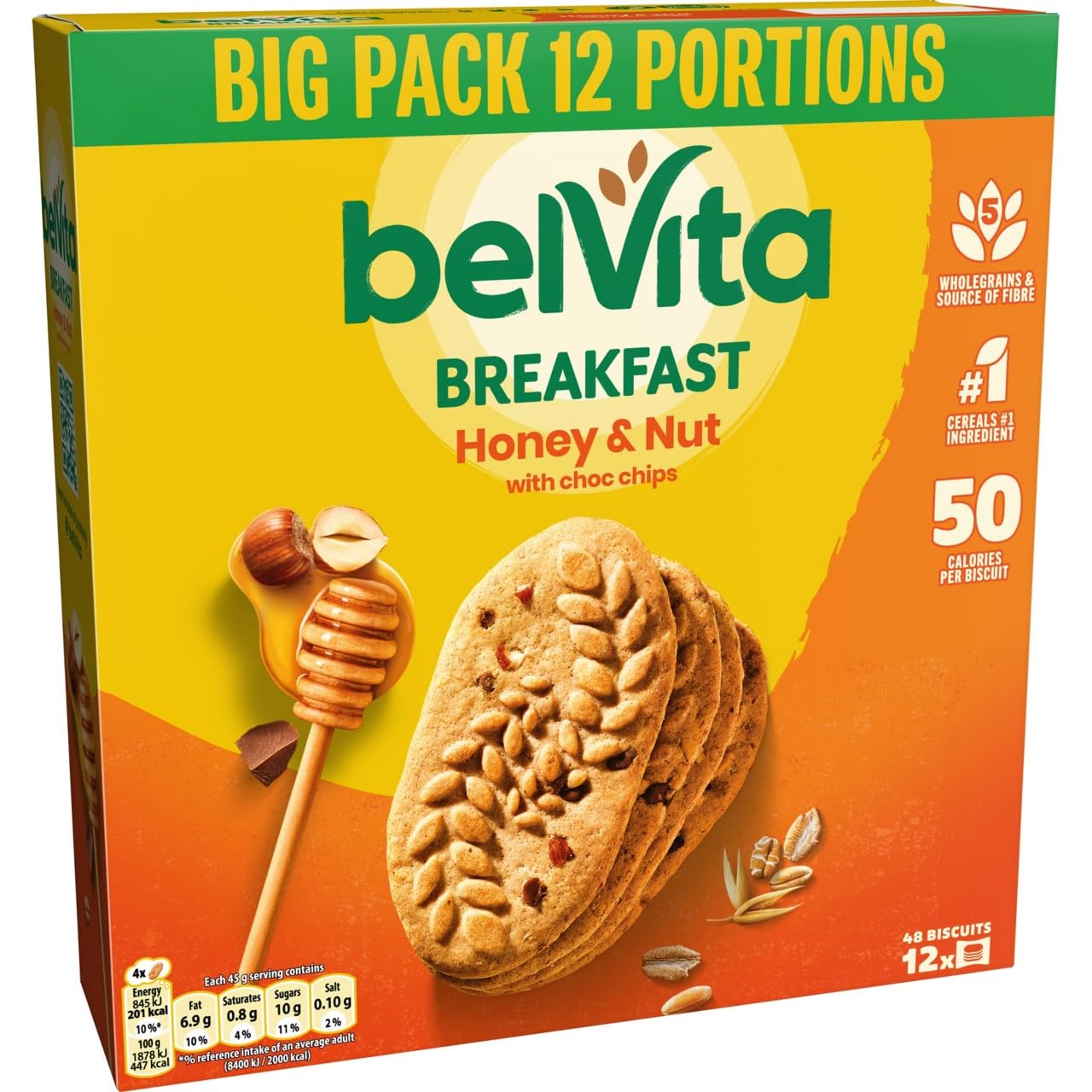 Belvita - Breakfast Biscuits Honey & Nuts with Choc Chips 540g