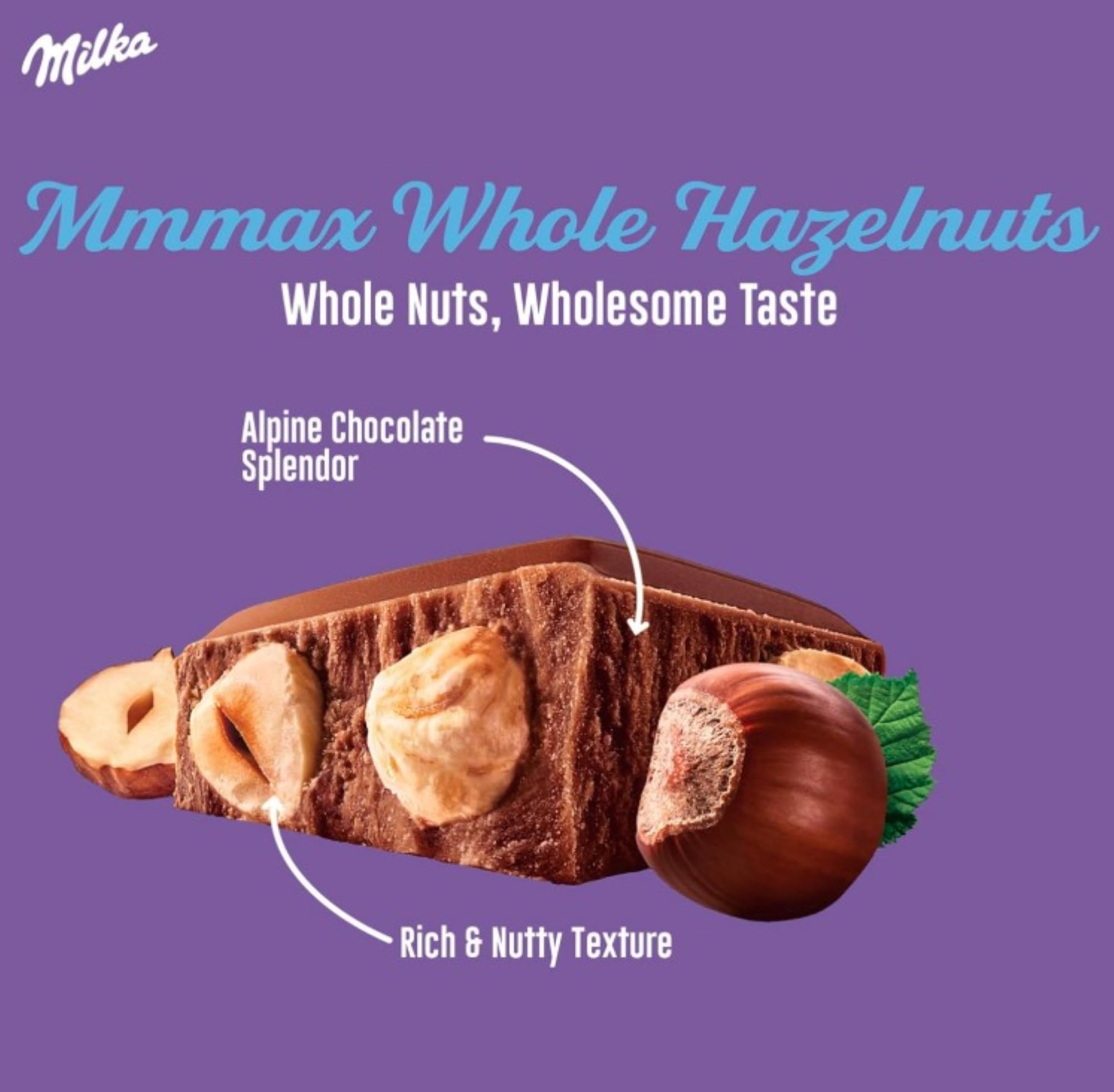 Milka Mmmax Alpenmilchschokolade mit ganzen Haselnüssen, 250 g Tafel 4