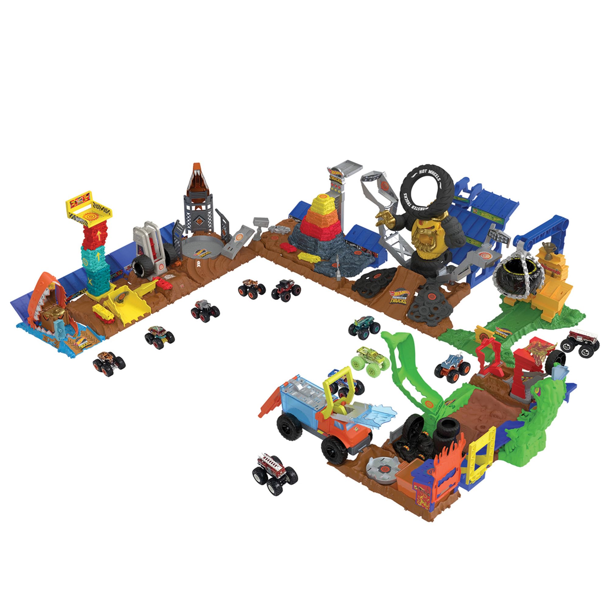 Hot Wheels Monster Trucks Arena Smashers Treasure Chomp Challenge Playset - Tiger Shark Action Playset for Kids