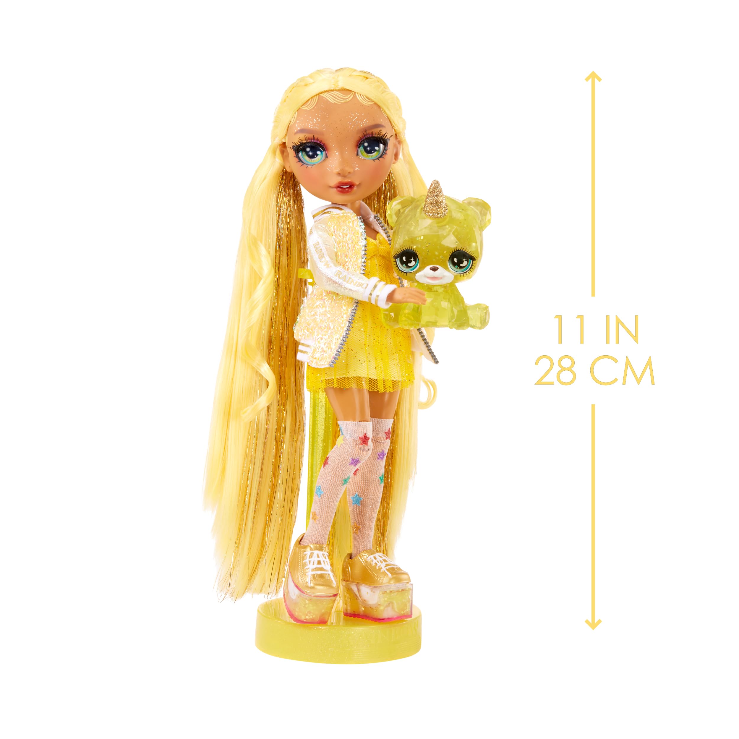 Rainbow High Sunny Madison Fashion Doll with Sparkle Slime & Magical Pet - 28 cm Yellow Shimmer Doll with Customizable Accessories 5