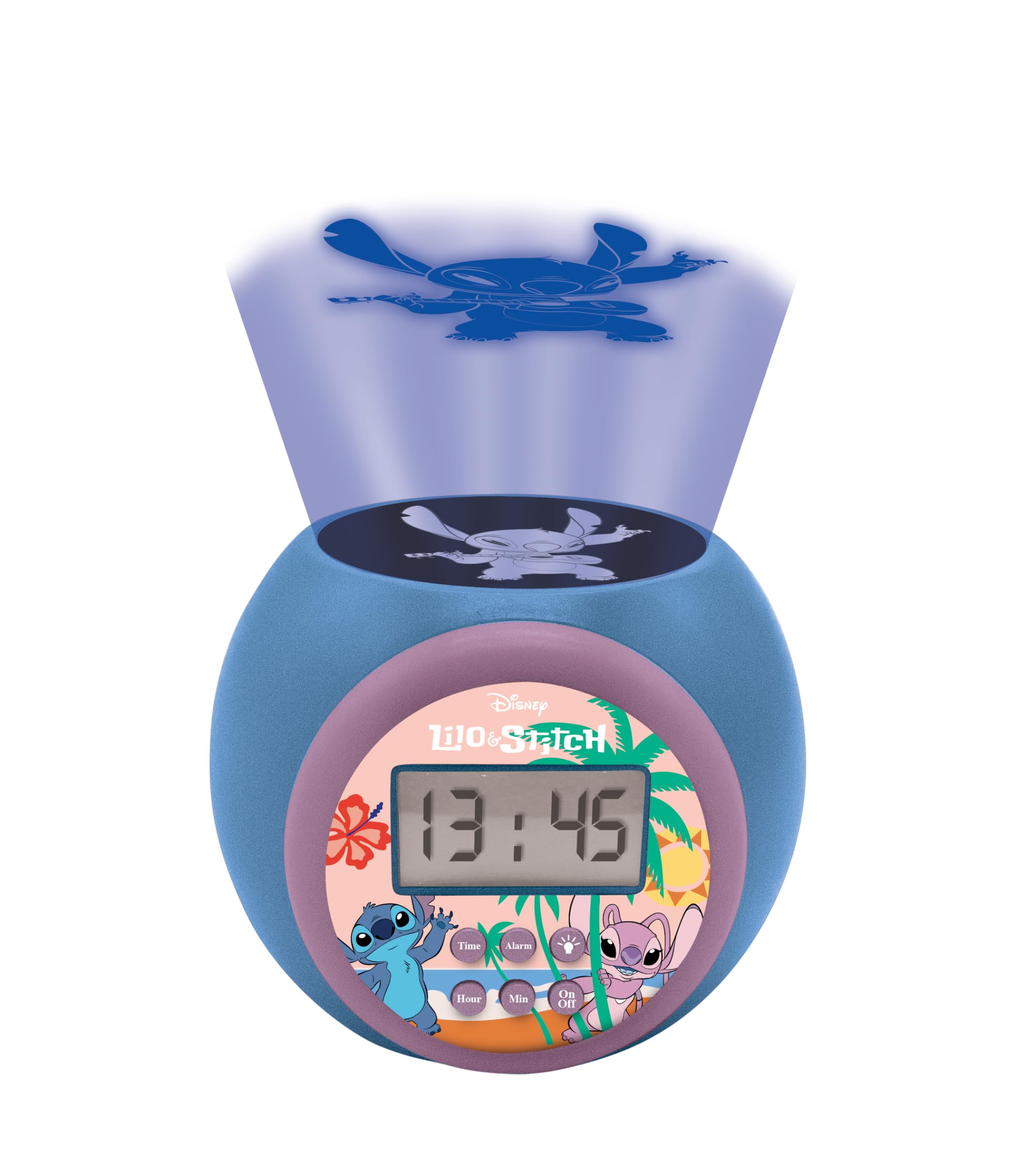Lexibook Disney Stitch Projector Alarm Clock with Night Light and Snooze Function - Blue 3