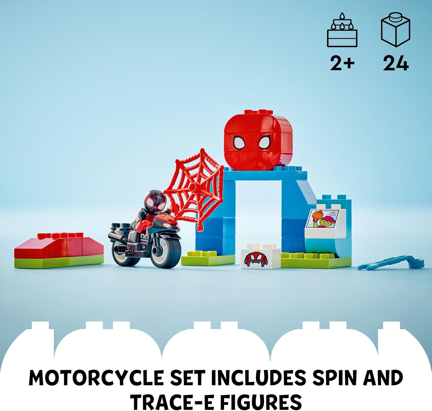 LEGO DUPLO Marvel Spin’s Motorcycle Adventure - Building Set for Toddlers 2+