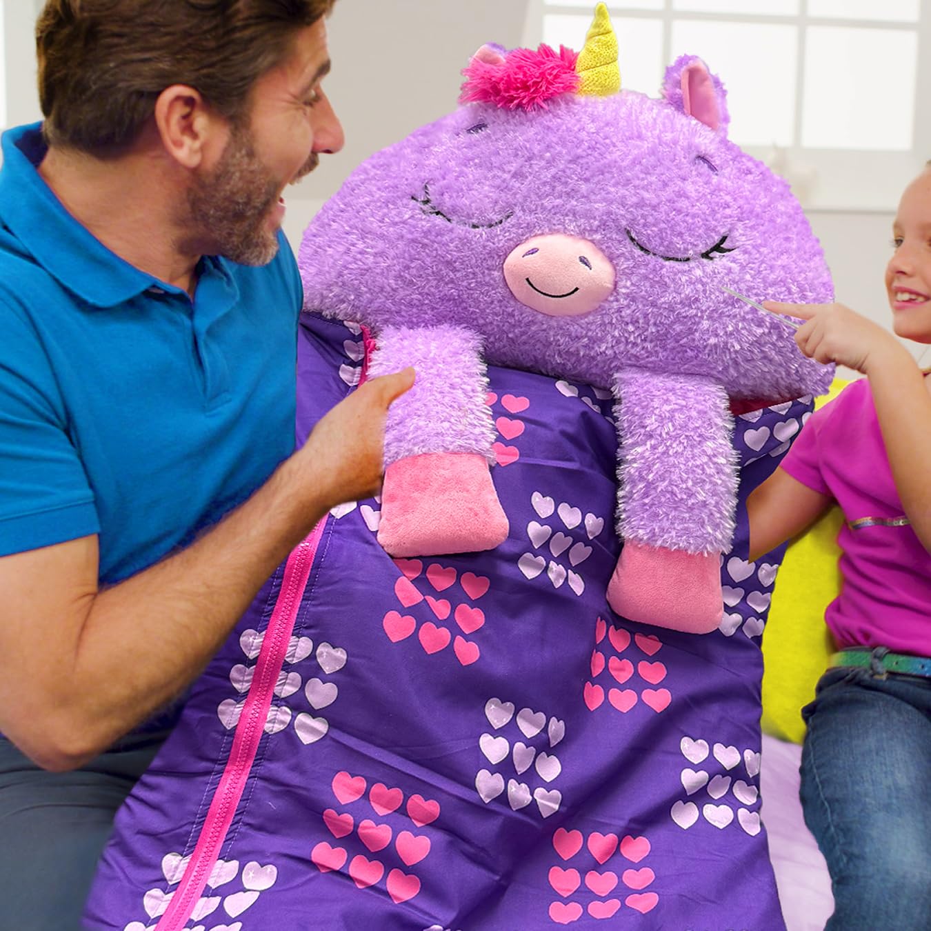 Happy Nappers Kids Sleeping Bag - Purple Unicorn - 2-in-1 Plush Toy & Sleeping Bag for Sleepovers & Camping 13