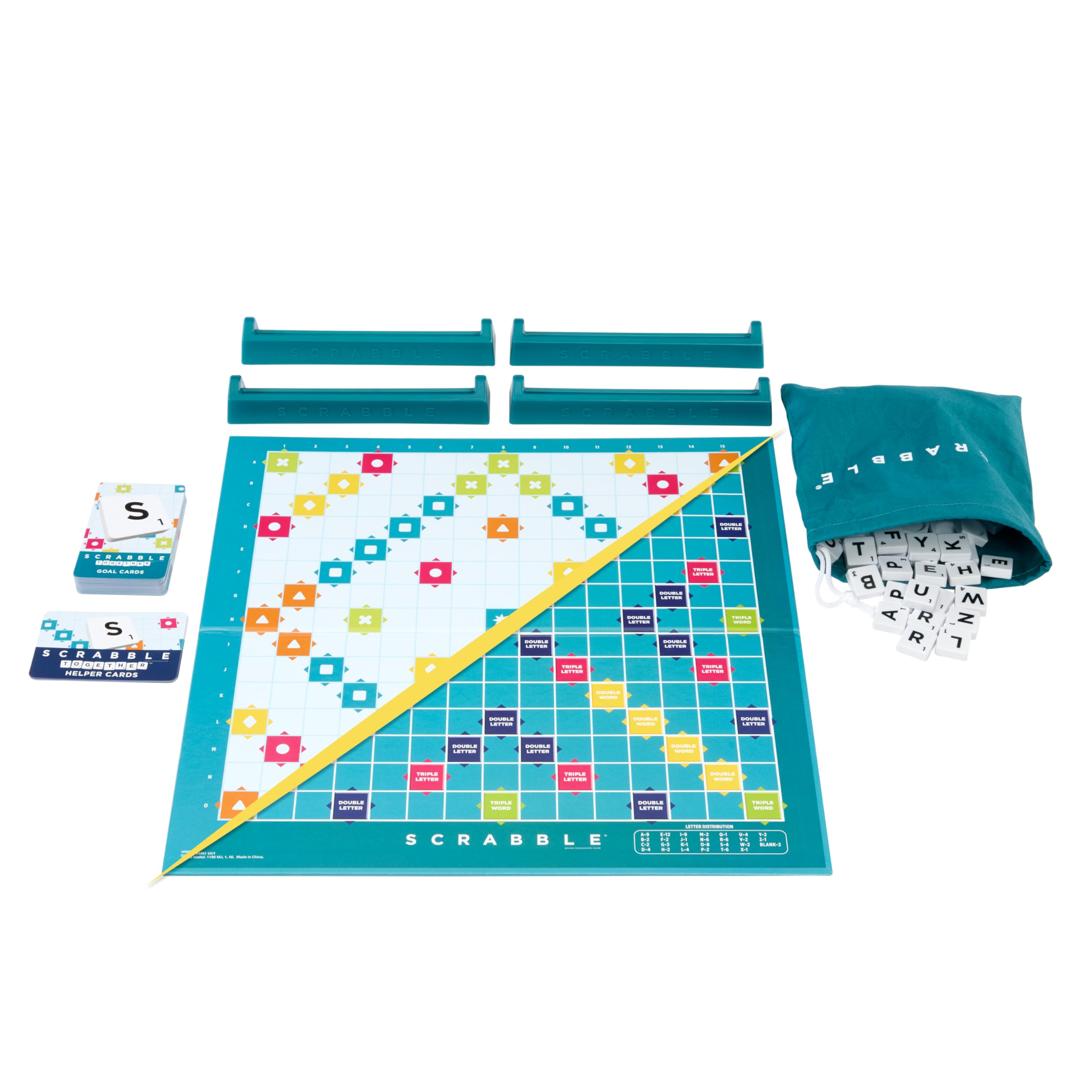 Mattel Games Scrabble Board Game with Two Ways to Play – Double-Sided Board & 50 Goal Cards – UK Version (HWD43)
