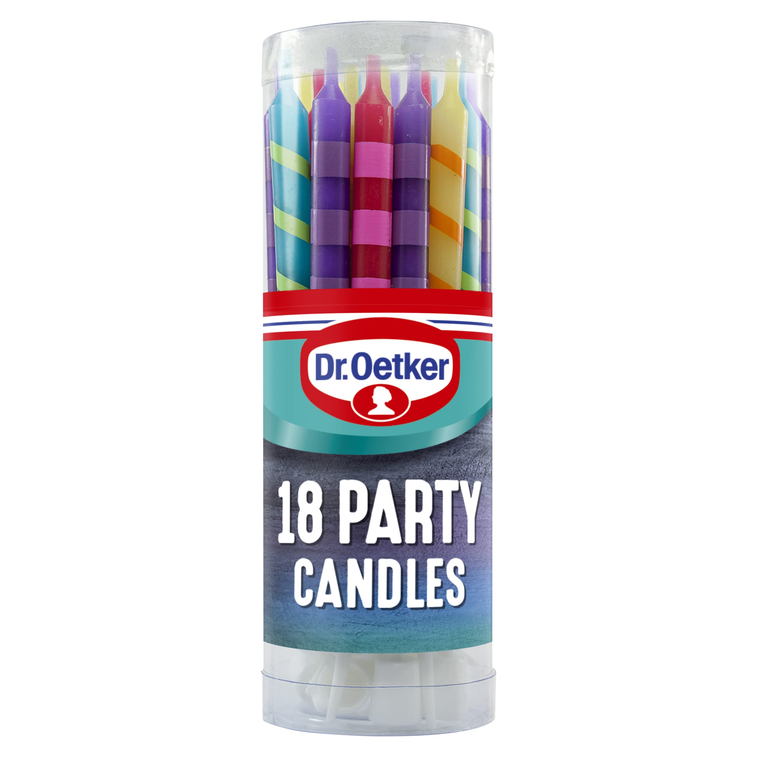 Dr. Oetker Party Candles - Assorted Pastel Colored Candles with Holders