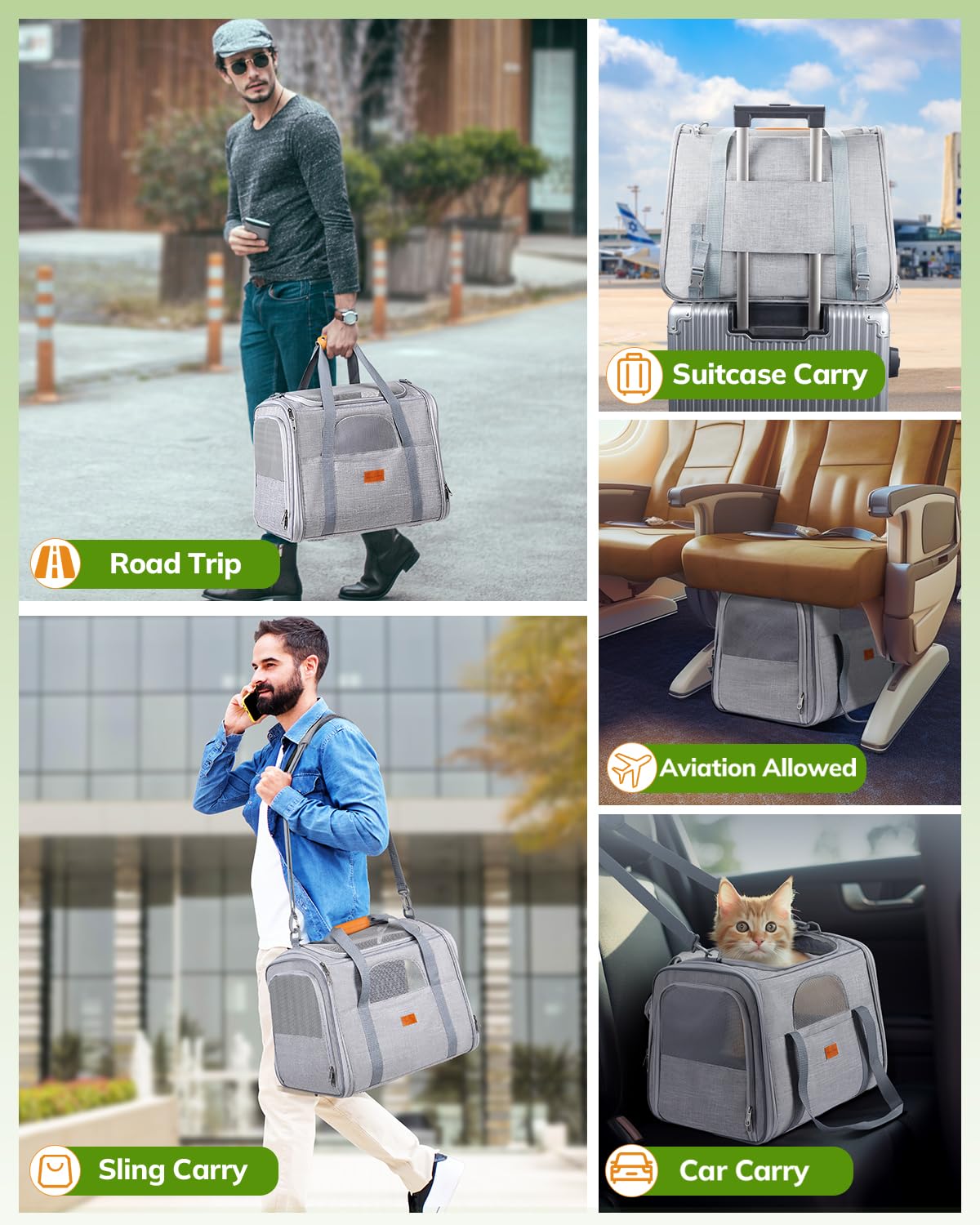 Morpilot Soft-Sided Pet Carrier for Cats and Puppies up to 7 kg | Airline Approved | 44cm L