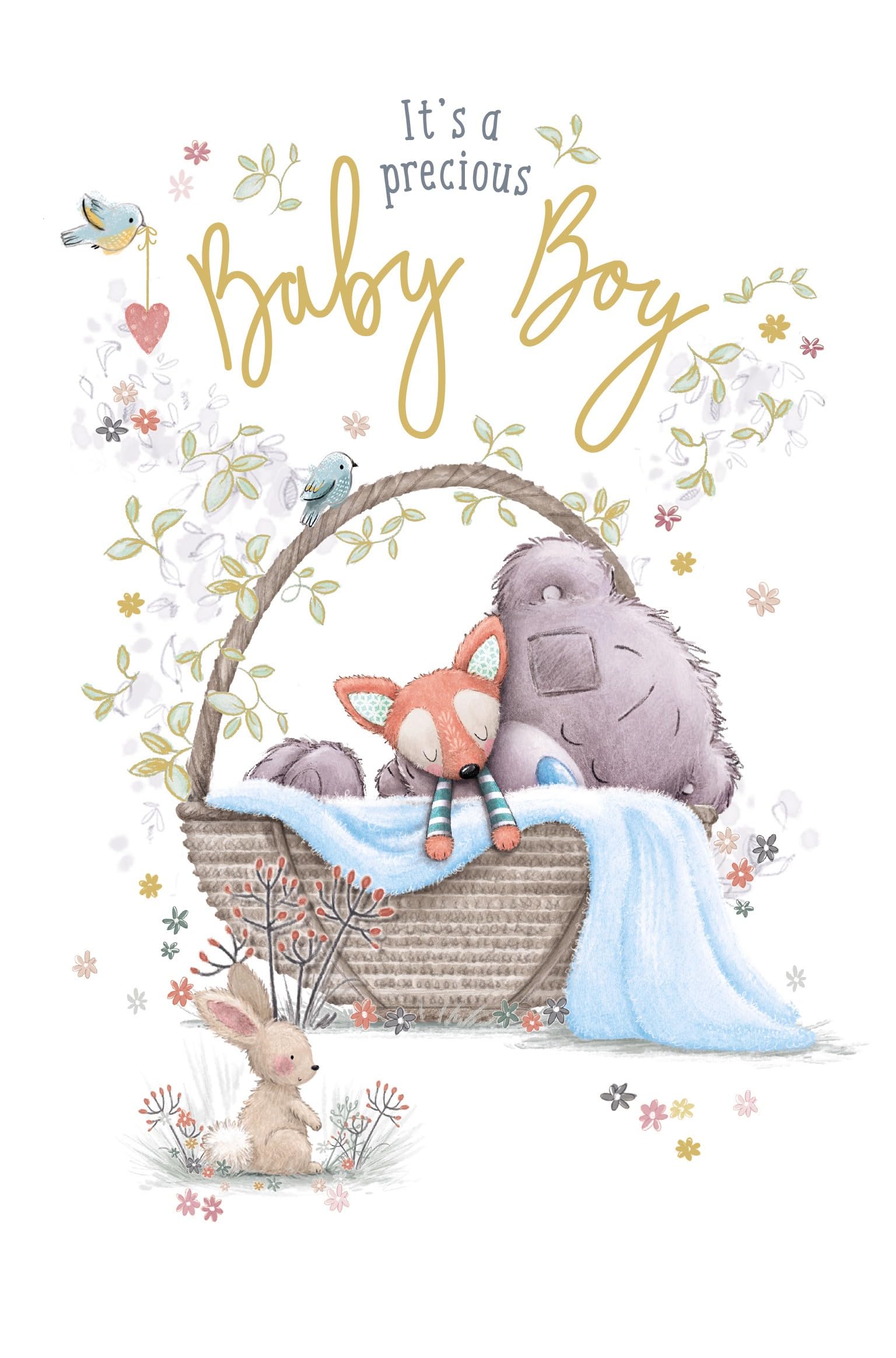 Me To You Tiny Tatty Teddy Birth Congratulations Card for Baby Boy | 5 x 8 in | Gold Foil Detail