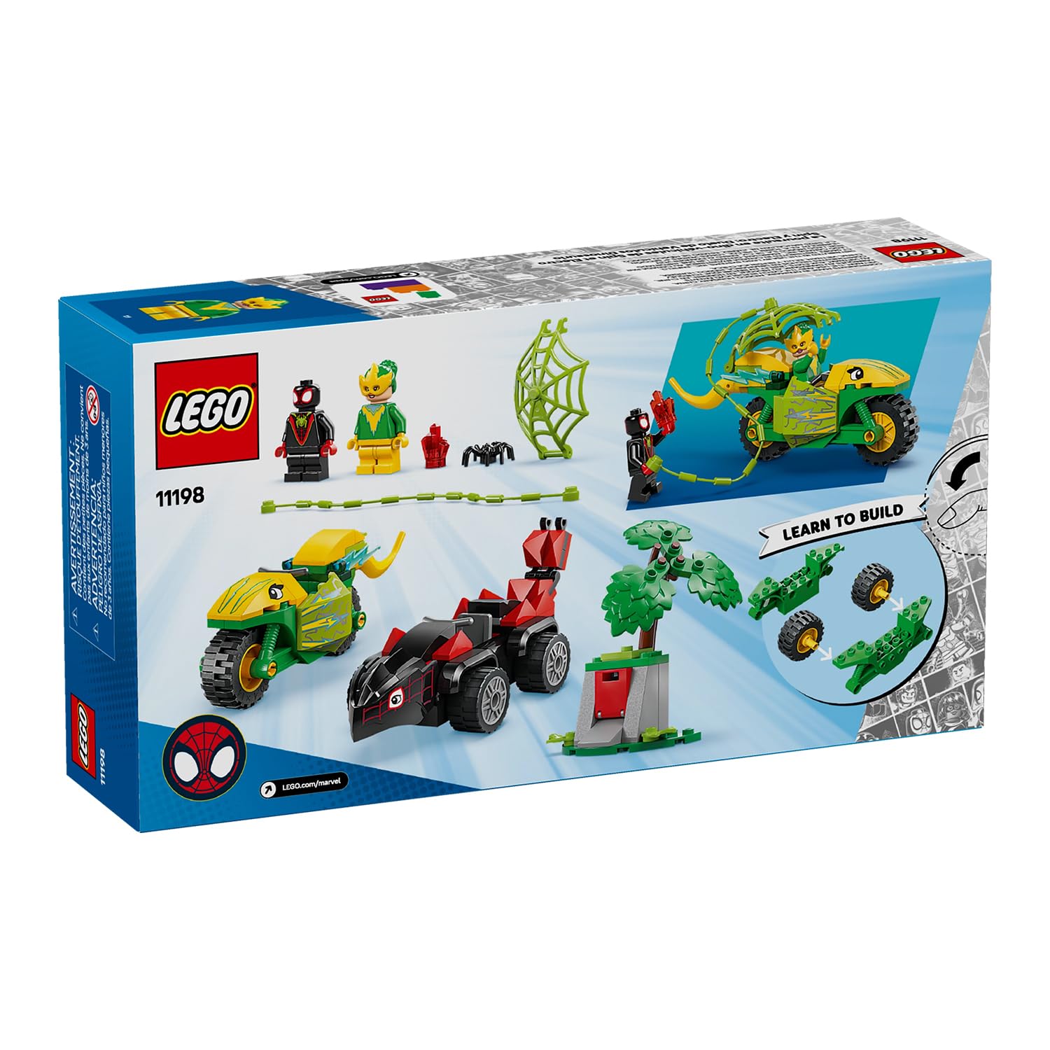 LEGO Marvel Spin and Electro Dinosaur Vehicle Chase Set - Buildable Super Hero Playset for Kids 4+ 5