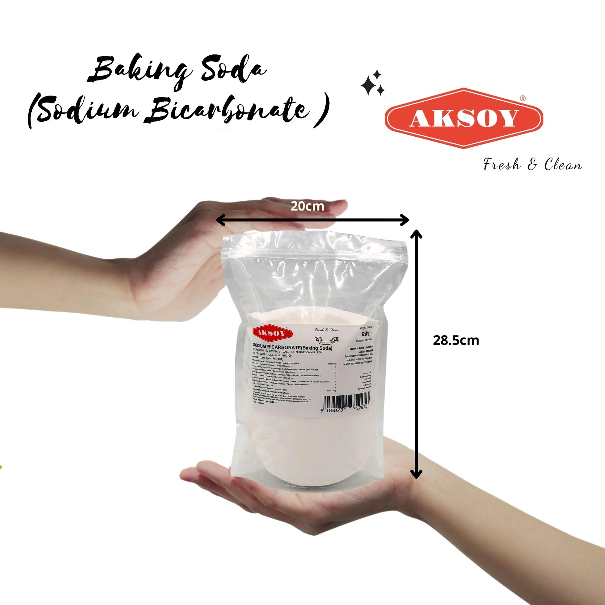 Aksoy Pure Baking Soda 1250g - Sodium Bicarbonate Powder for Baking & Cleaning 5