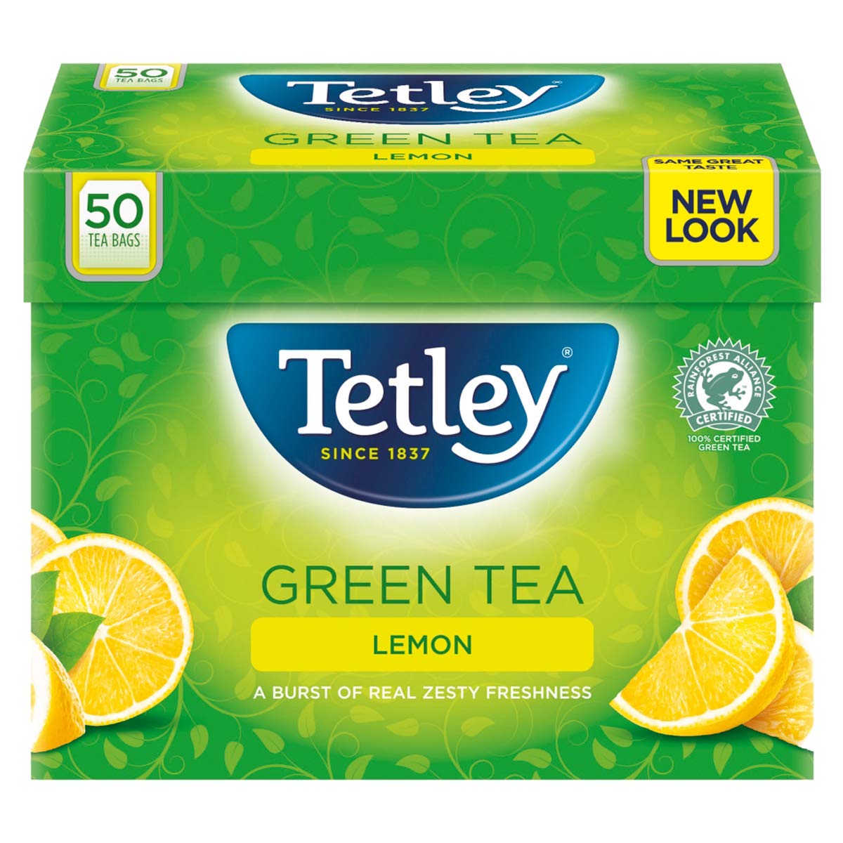 Tetley Green Tea Lemon 50 Tea Bags, 100g - Citrus Infused Green Tea