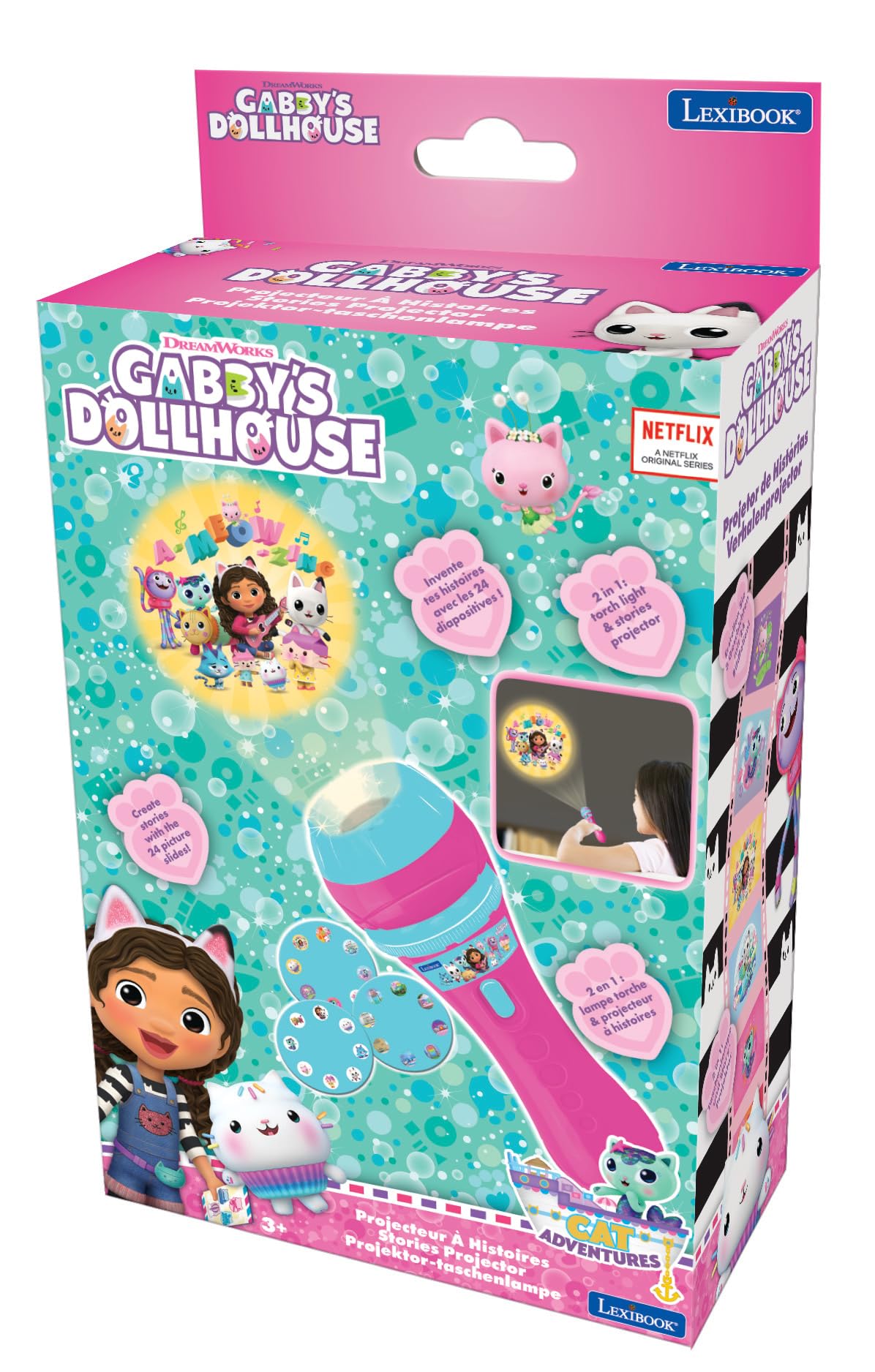 Lexibook Gabby's Dollhouse Story Projector & Torch Light - 24 Images, 3 Discs, Ages 3+ 7