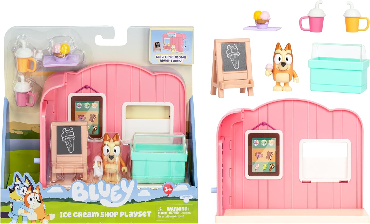 BLUEY Ice Cream Shop Playset with Bingo Figure - Imaginative Play for Kids
