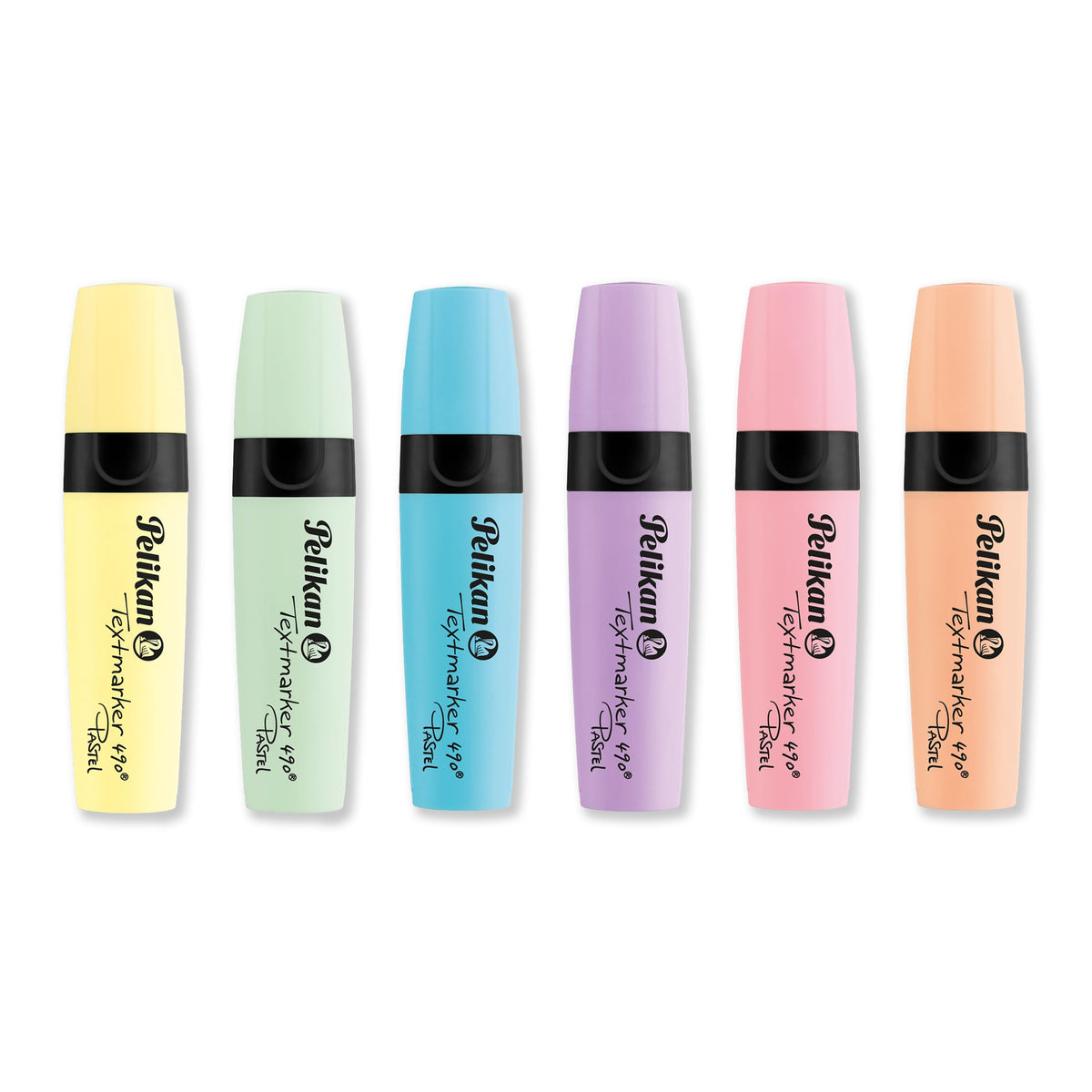 Pelikan 490 Pastel Assorted Colours Highlighter - Pack of 6 | Chisel Tip | Water-Based Ink