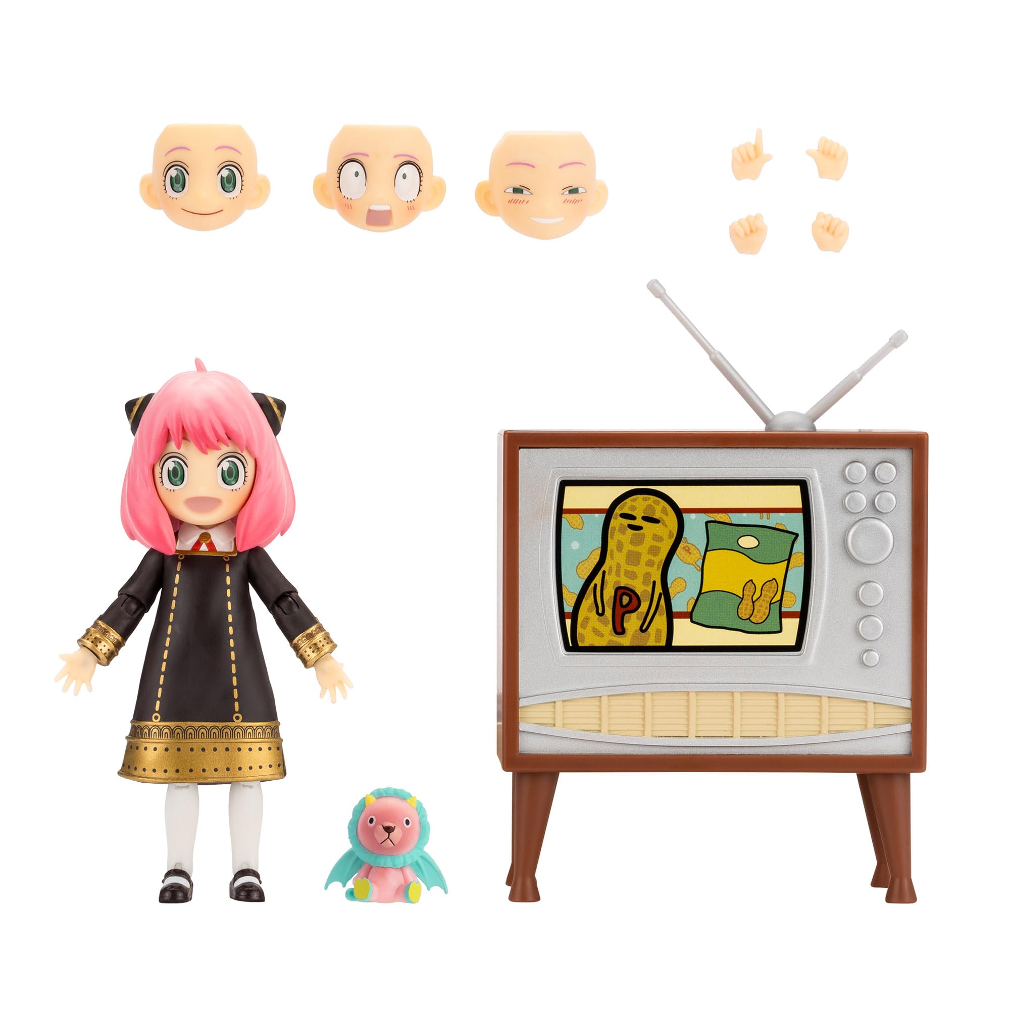 Total Anime Anya Forger Spy x Family 6.5-Inch Scale Figure with Swappable Faceplates and Accessories