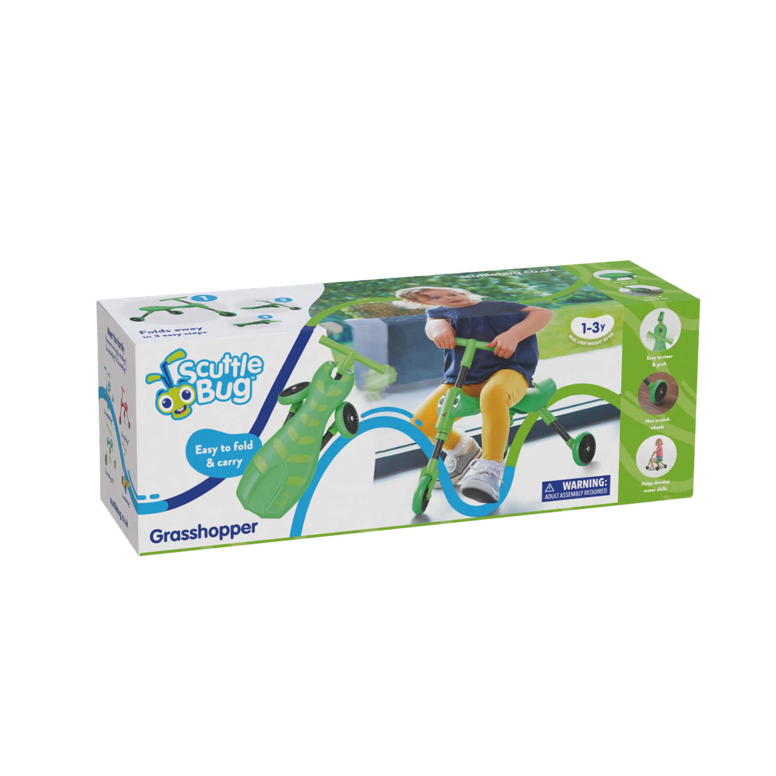 Scuttlebug 3-Rad-Dreirad, faltbar, Grasshopper-Design, für 1–3-Jährige 3