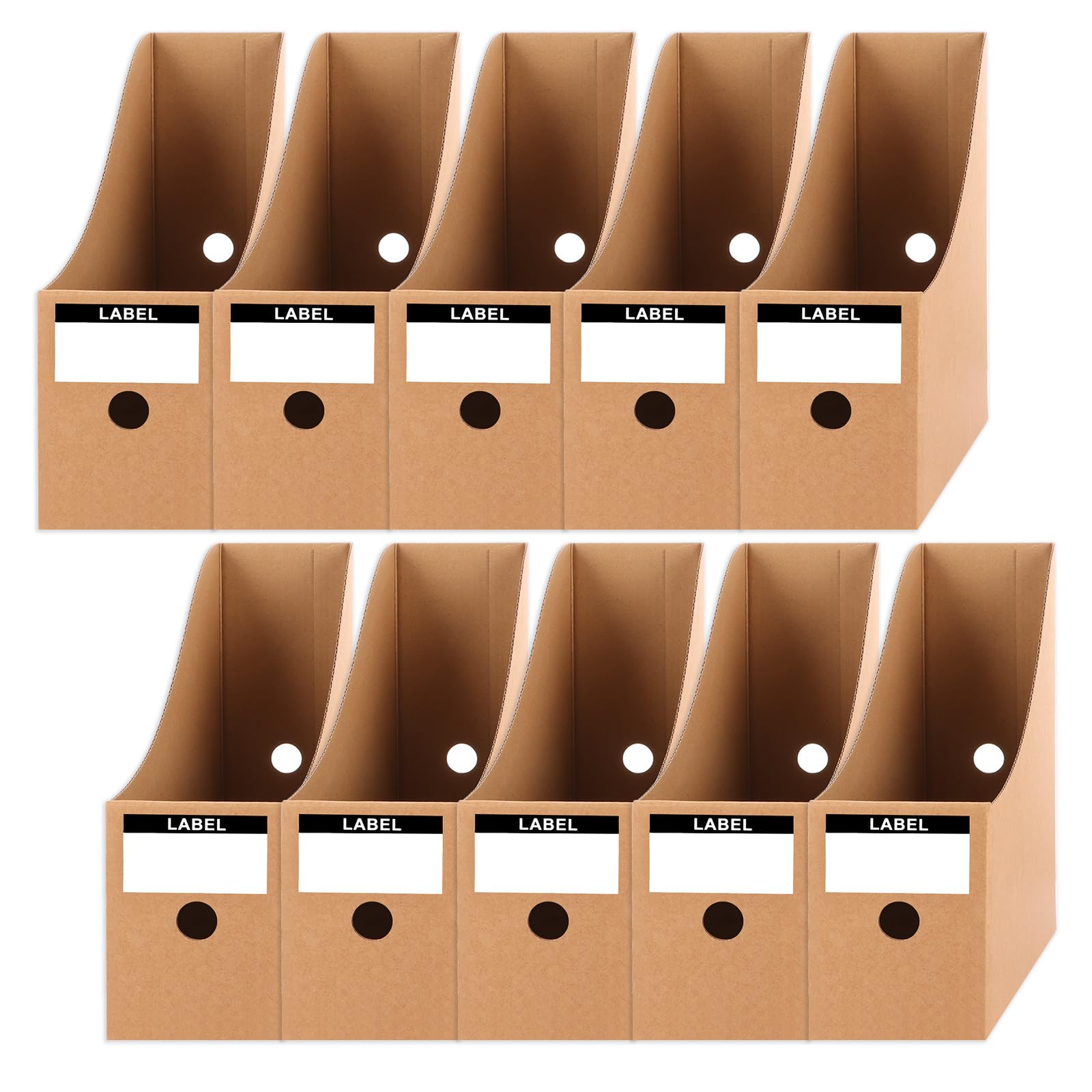 ASelected 10 Pcs Magazine File Holders - Premium Cardboard, Cowhide Color | 26x27x9cm 1