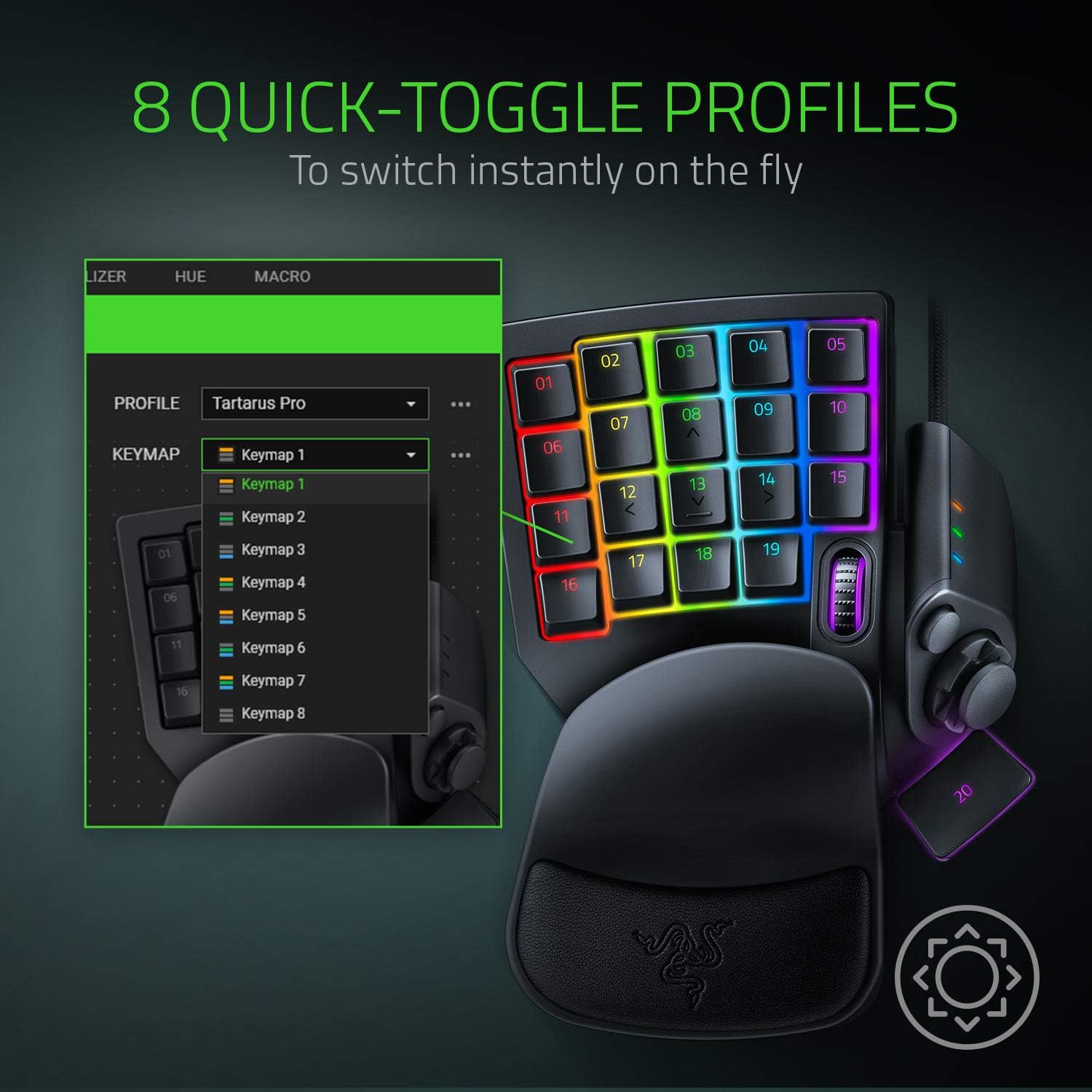 Razer Tartarus Pro Gaming Keypad - 32 Programmable Keys with Analog Optical Switches 3