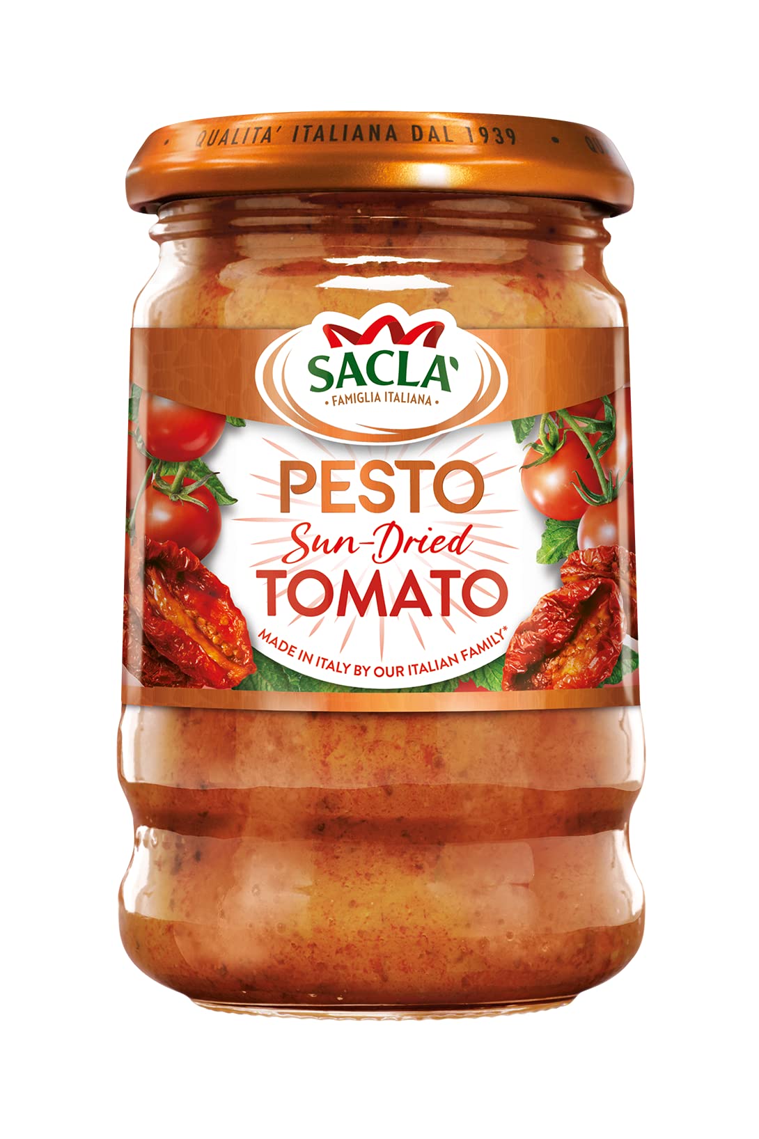 Sacla' Sun-Dried Tomato Pesto - Authentic Italian Cooking Sauce for Pasta, Roasted Veggies & Soups
