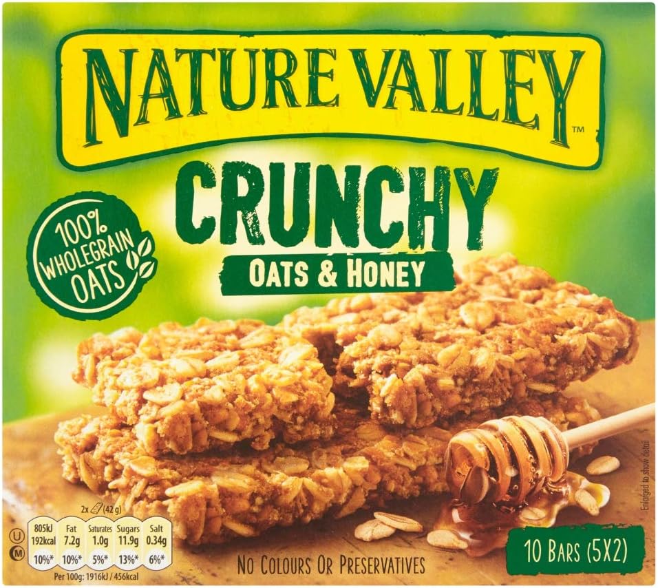 Nature Valley Crunchy Oats & Honey Cereal Bars - Pack of 5 (50 Bars Total)