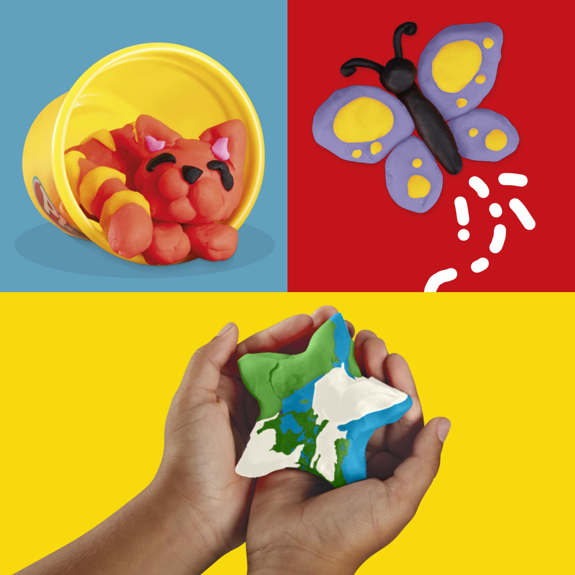 Play-Doh Lieblingsfarben 9er-Set mit 7 großen und 2 kleinen Dosen – Rot, Orange, Gelb, Grün, Blau, Lila, Pink, Schwarz, Weiß 4