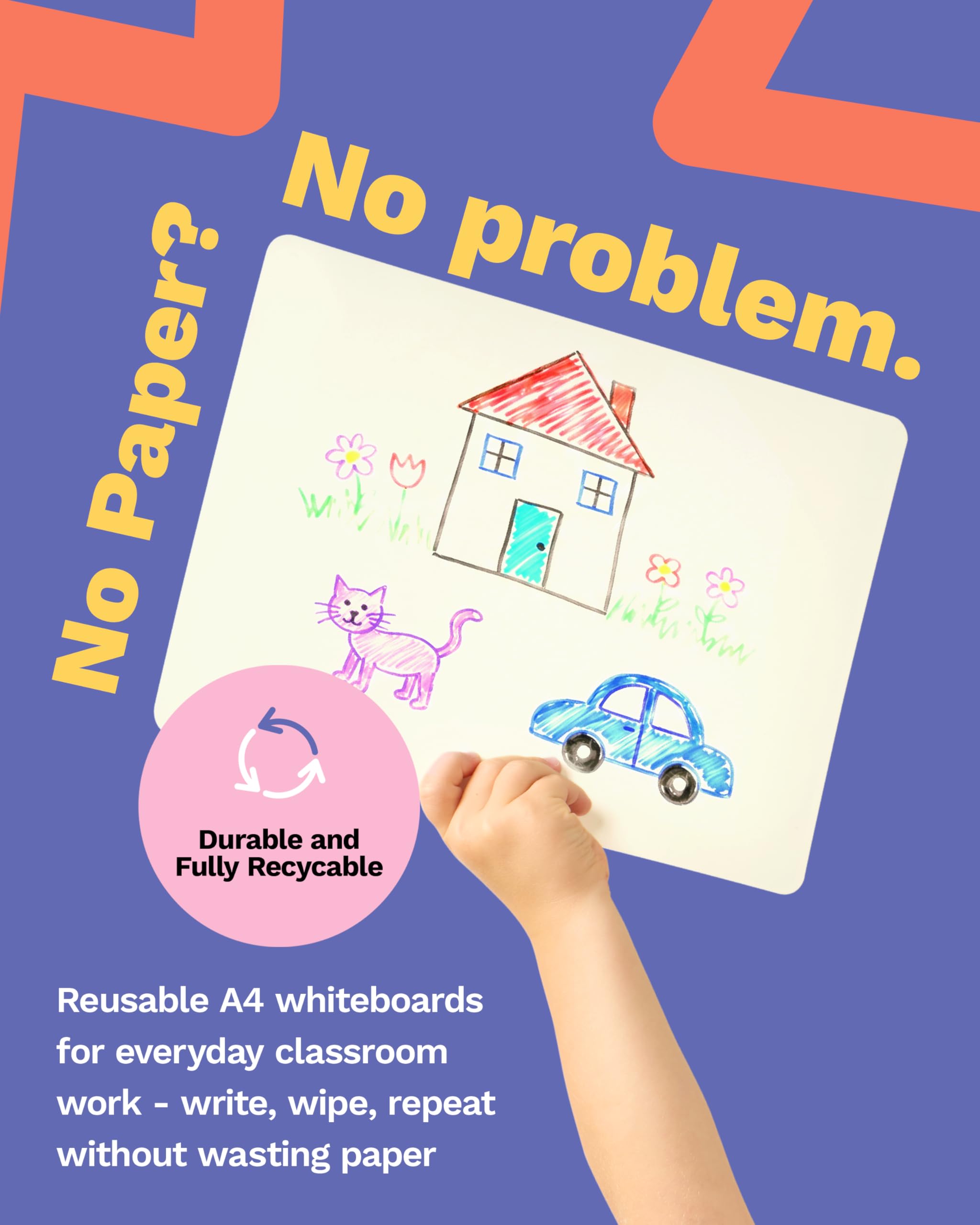 SHOW-ME A4 Mini Whiteboards - Plain Drywipe, Lightweight 0.5mm, Pack of 10 6