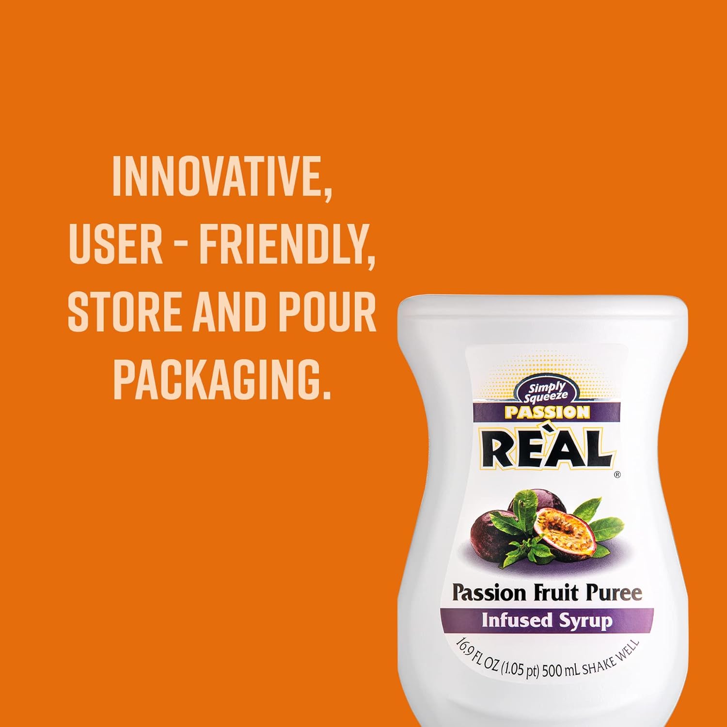 RE"AL Syrups Passion Fruit Puree Infused Fruit Syrup for Cocktails, Cooking & Baking