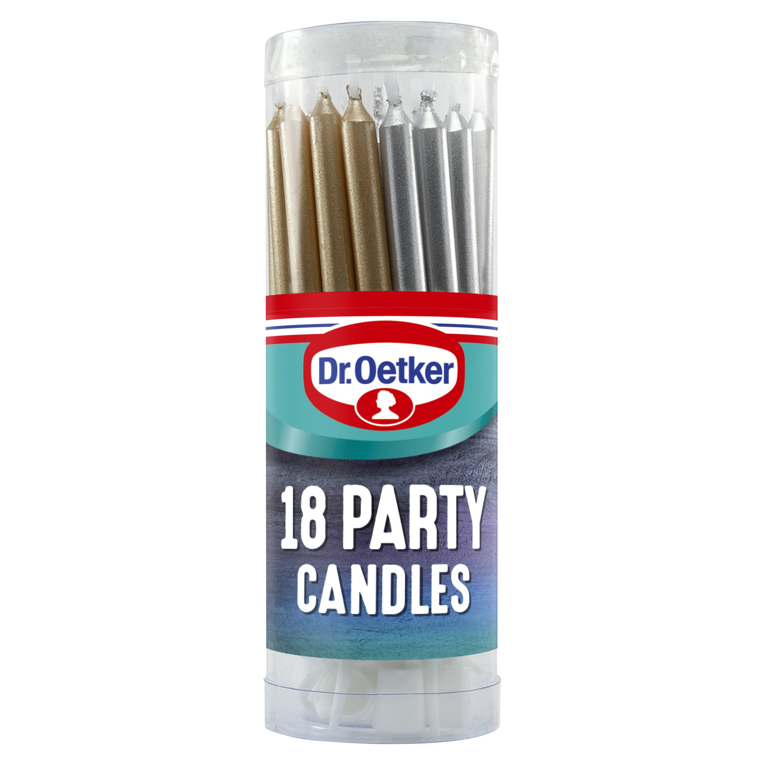 Dr. Oetker Party Candles - Assorted Pastel Colored Candles with Holders