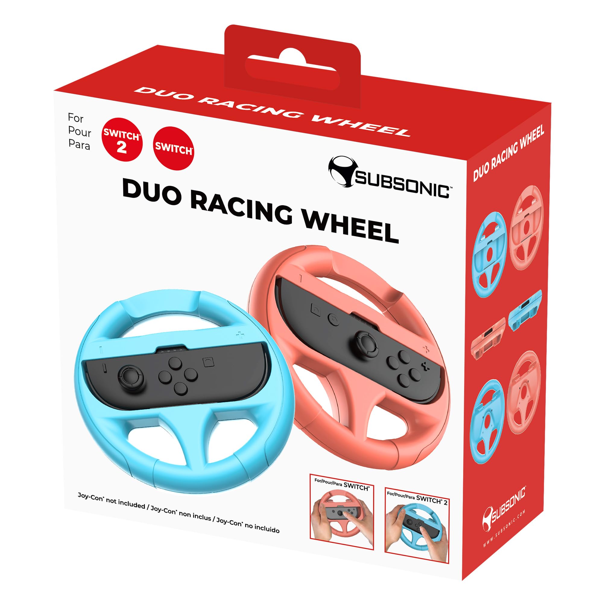 Subsonic - Pack of 2 Steering Wheels for Nintendo Switch and Switch 2 Joy-Con 12