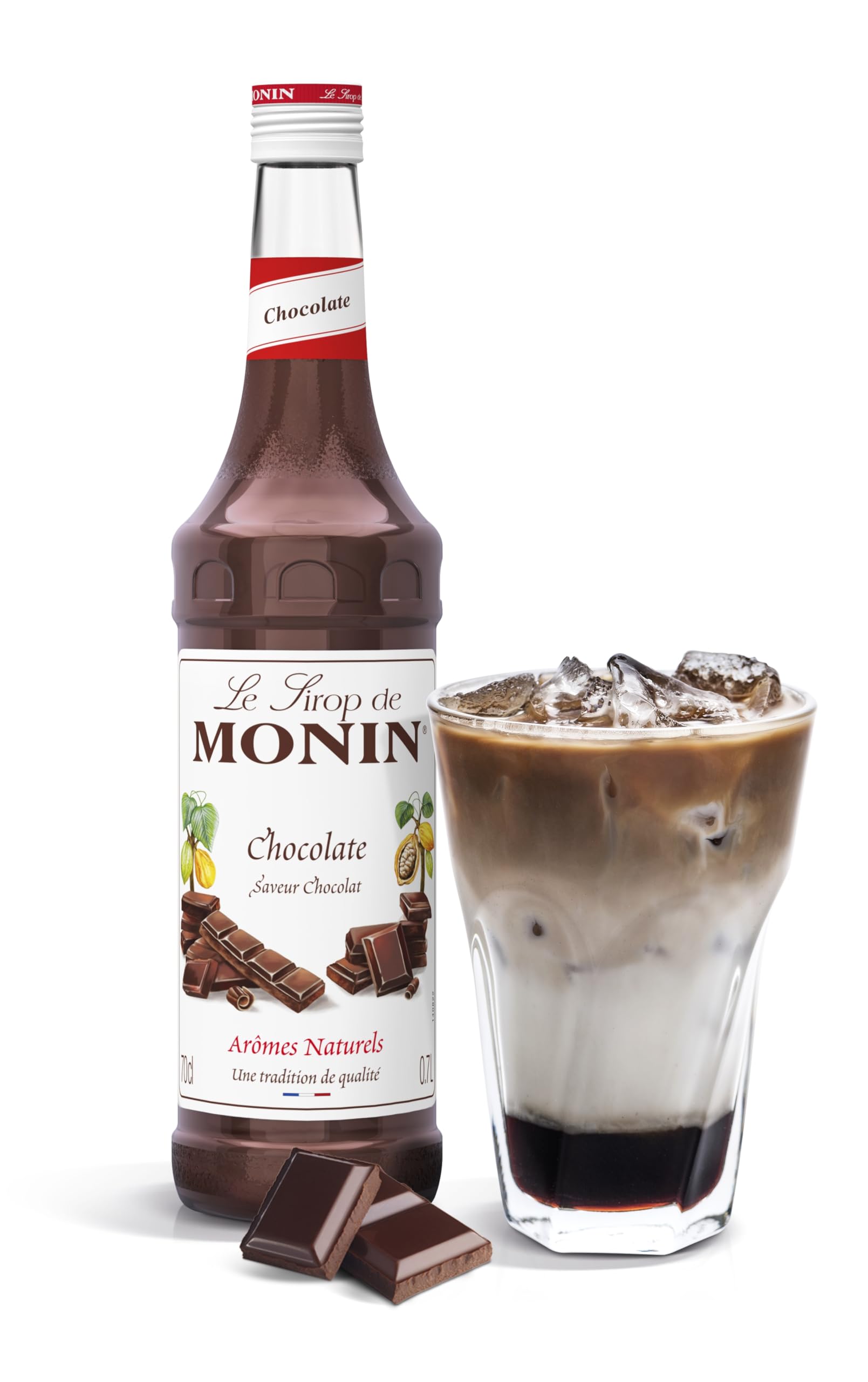 Monin Premium Chocolate Syrup - Rich Cacao Flavor | 700ml Glass Bottle