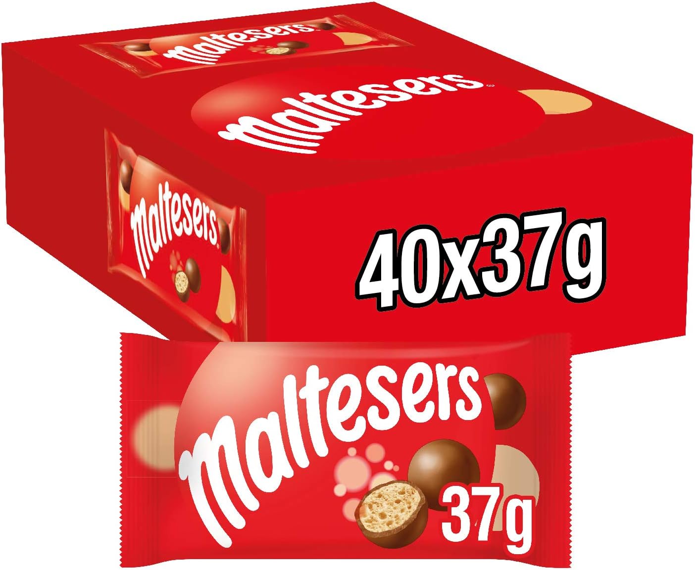 Maltesers Milk Chocolate Honeycomb Balls, 37g x 40 - Perfect Movie Snack