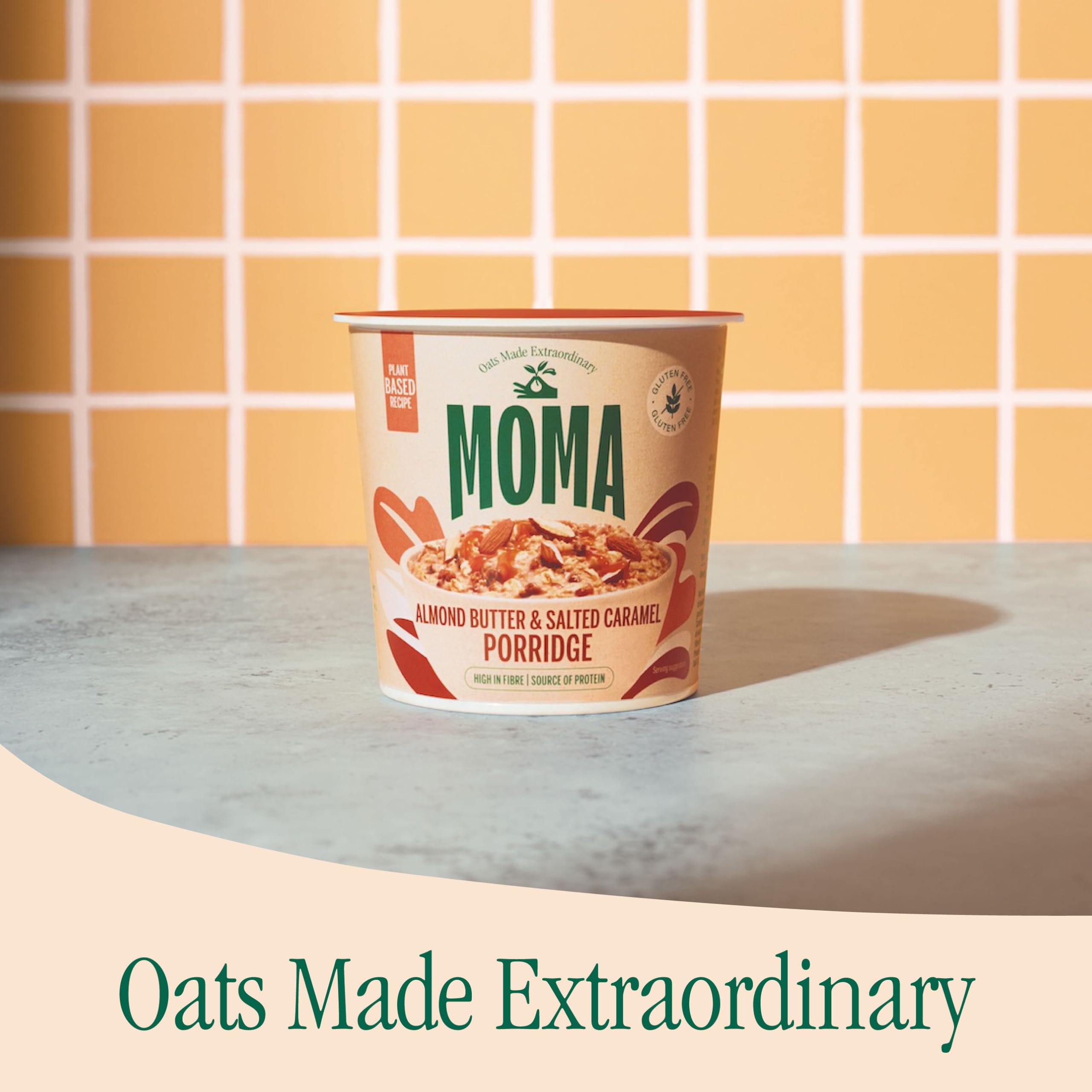 MOMA Almond Butter & Salted Caramel Instant Porridge Pot - 55g - Gluten Free, Dairy Free, Vegan Oat Breakfast 4