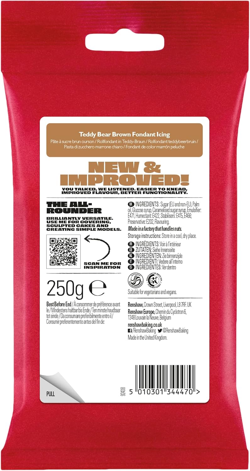 Renshaw - Teddy Bear Brown Ready to Roll Fondant Icing (250g) 5
