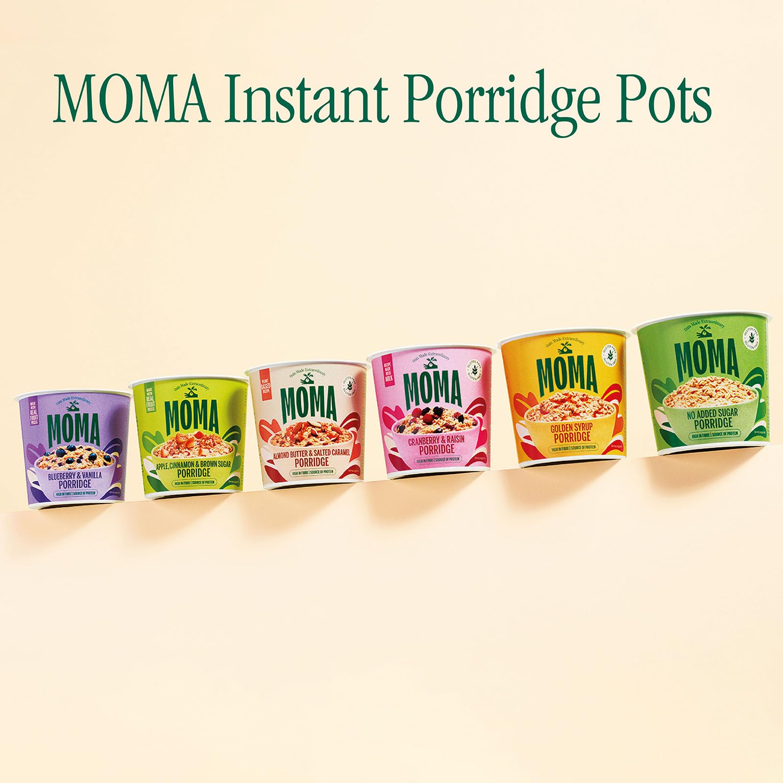 MOMA Almond Butter & Salted Caramel Instant Porridge Pots - Box of 12 x 55g - Gluten Free, Vegan, High in Fibre 4