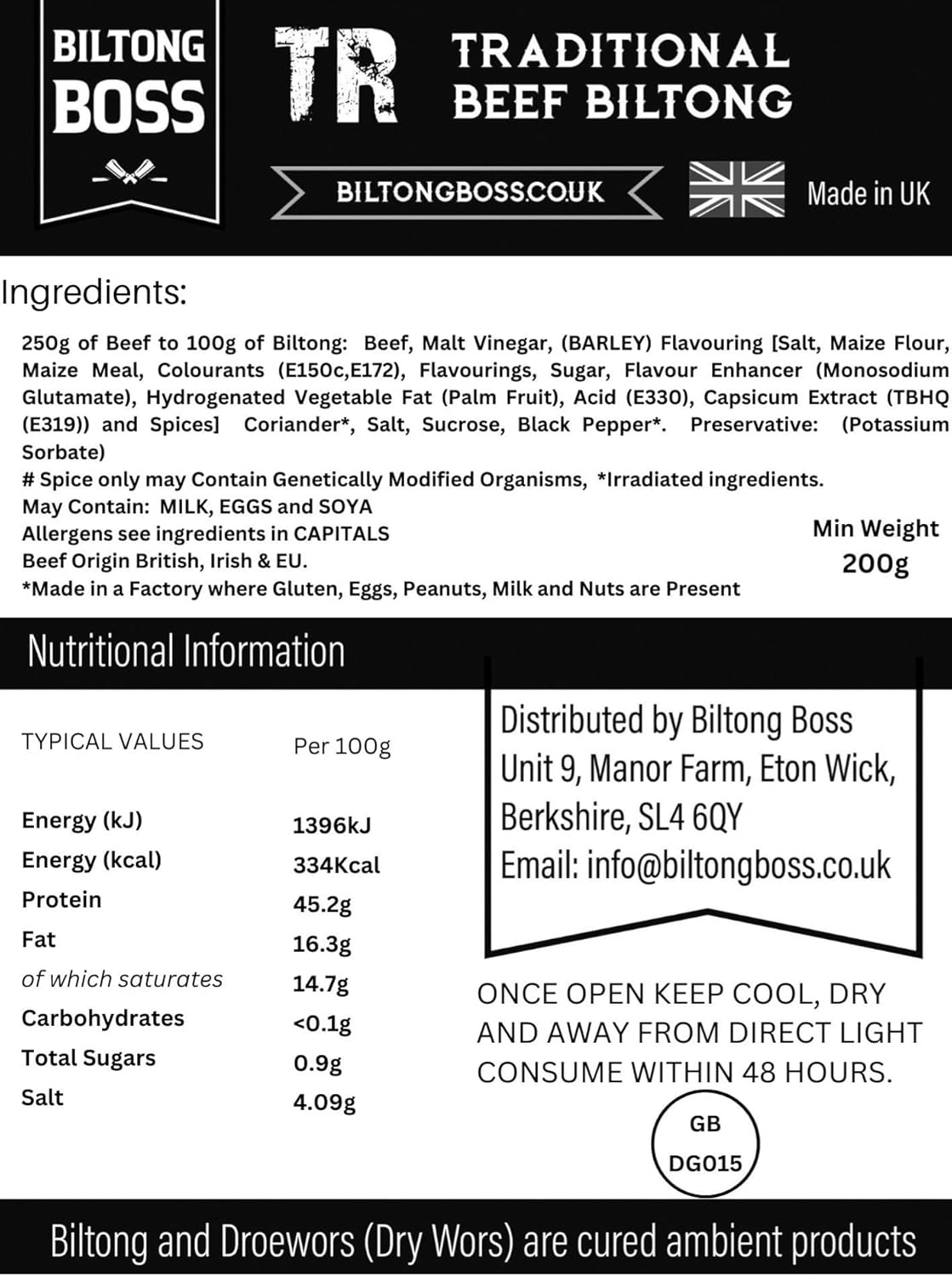 Biltong Boss Traditional Boss Beef Biltong - Premium High Protein Beef Snack