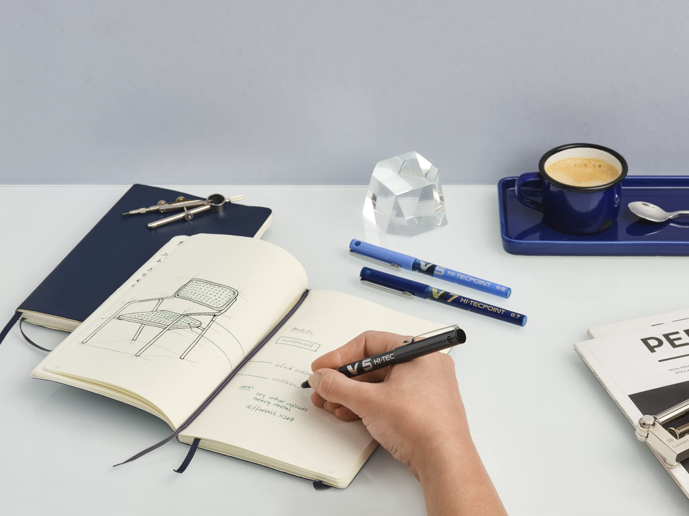 PILOT V5 Liquid Ink Rollerball Pen Set - Smooth Skip-Free Writing | 0.5mm Fine Tip | Black, Green, Purple 7