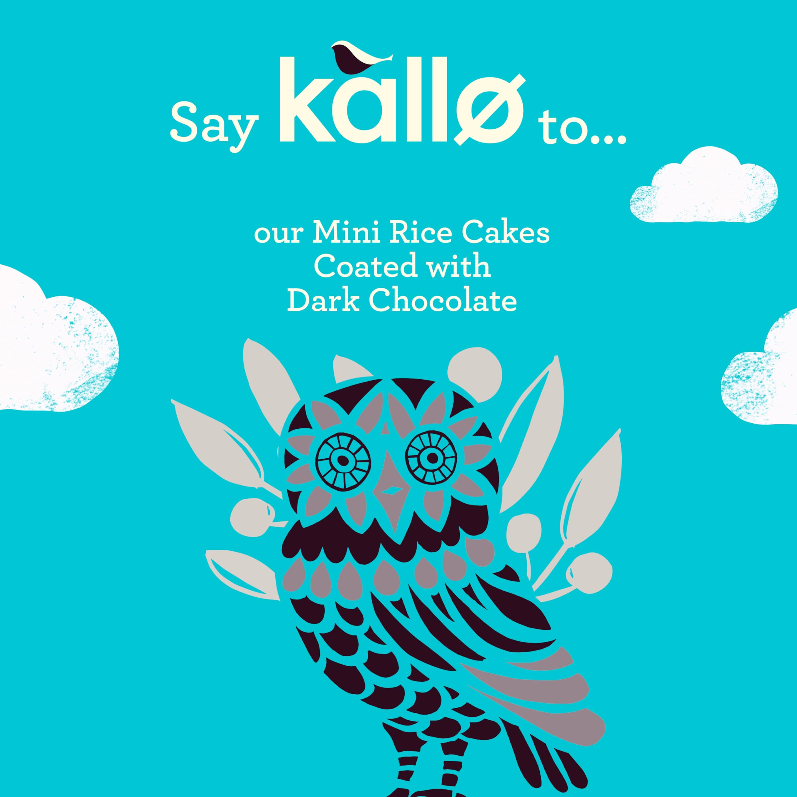 Kallo Dark Chocolate Mini Rice Cakes - Gluten Free Snack, 9 x 84g