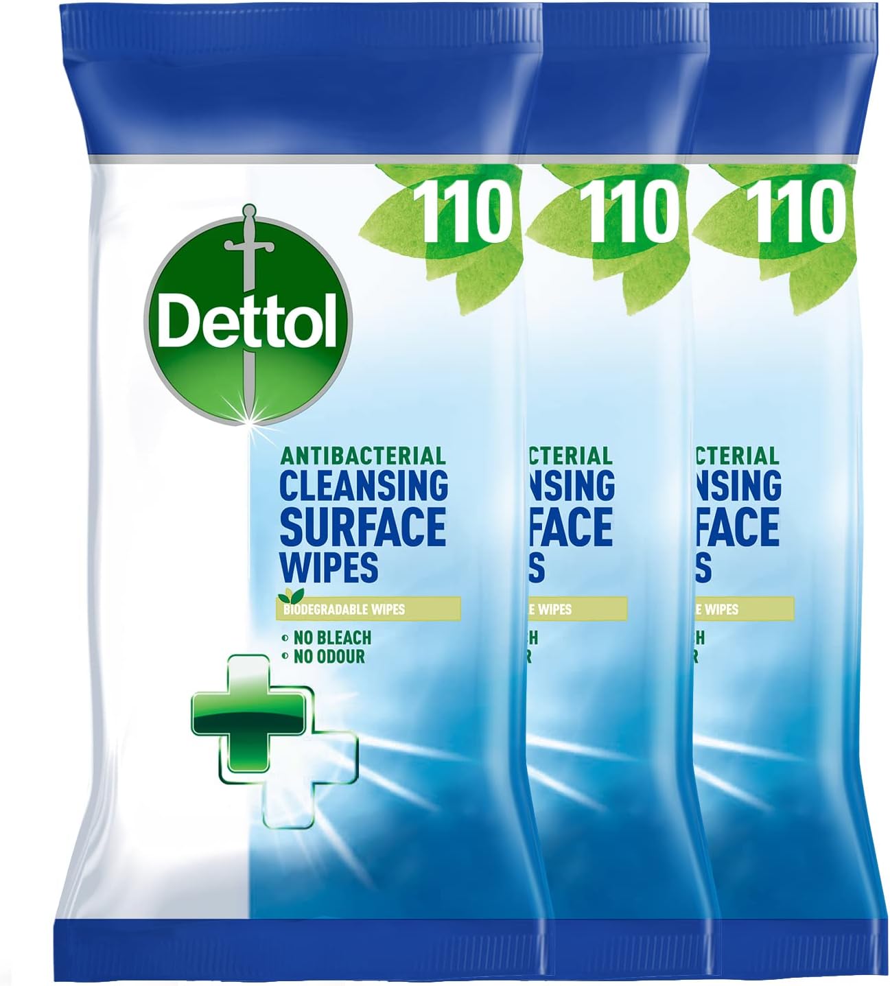Dettol - Antibacterial Biodegradable Surface Cleaning Disinfectant Wipes 110 x 3