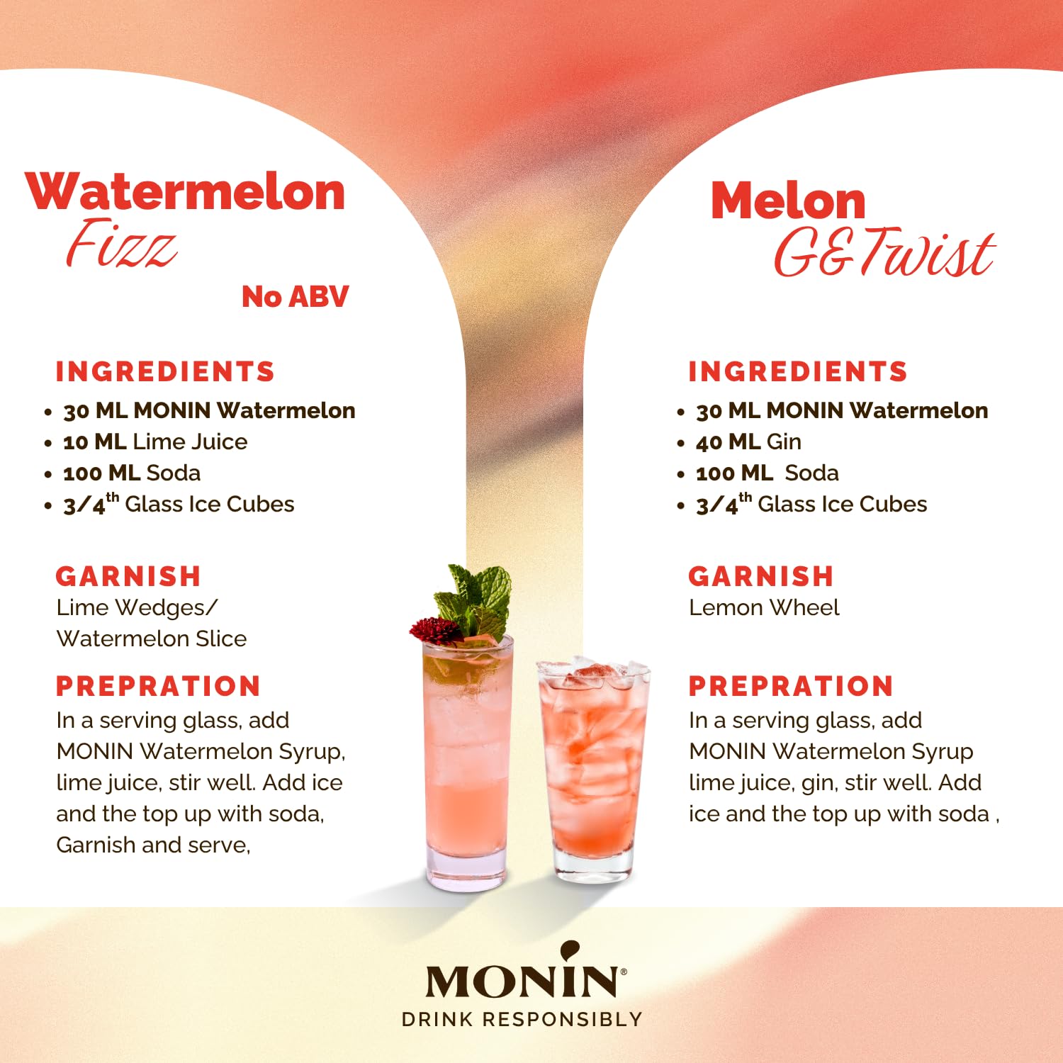 MONIN Watermelon Syrup 700ml - Vegan, Halal, Kosher - Natural Flavour, Allergen-Free Beverage Syrup 4