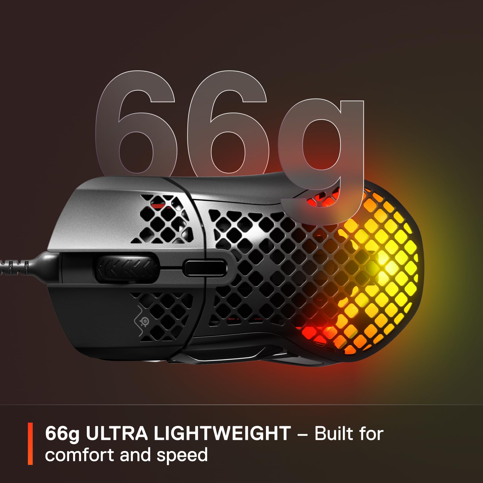 SteelSeries Aerox 5 - Holey RGB Gaming Mouse - Ultra-lightweight Water Resistant Design - 18K DPI TrueMove Air Optical Sensor - 9 Programmable Buttons 8